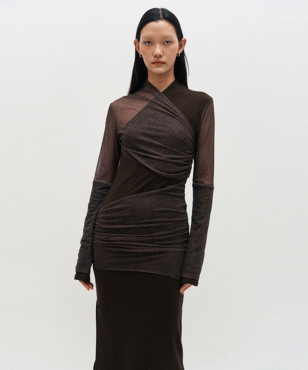 킴지수(KIMZISU) Layered Long Sleeve Dress _ BROWN