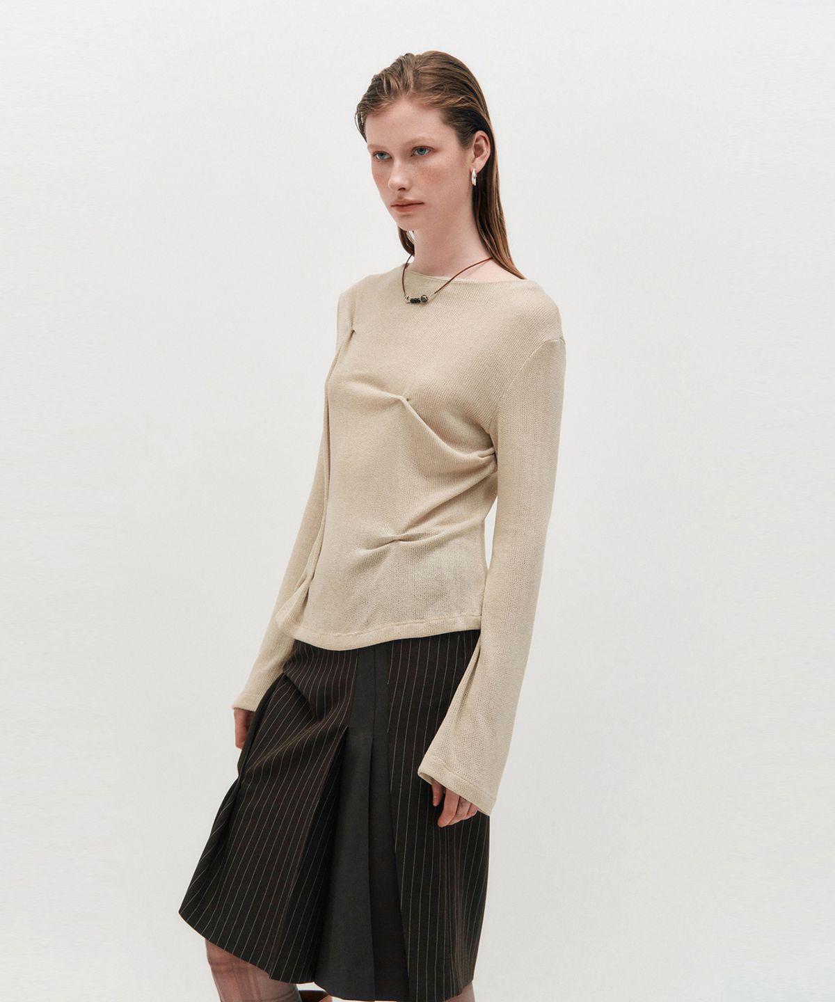 킴지수(KIMZISU) DOZI - Draped Jersey Top _ BEIGE
