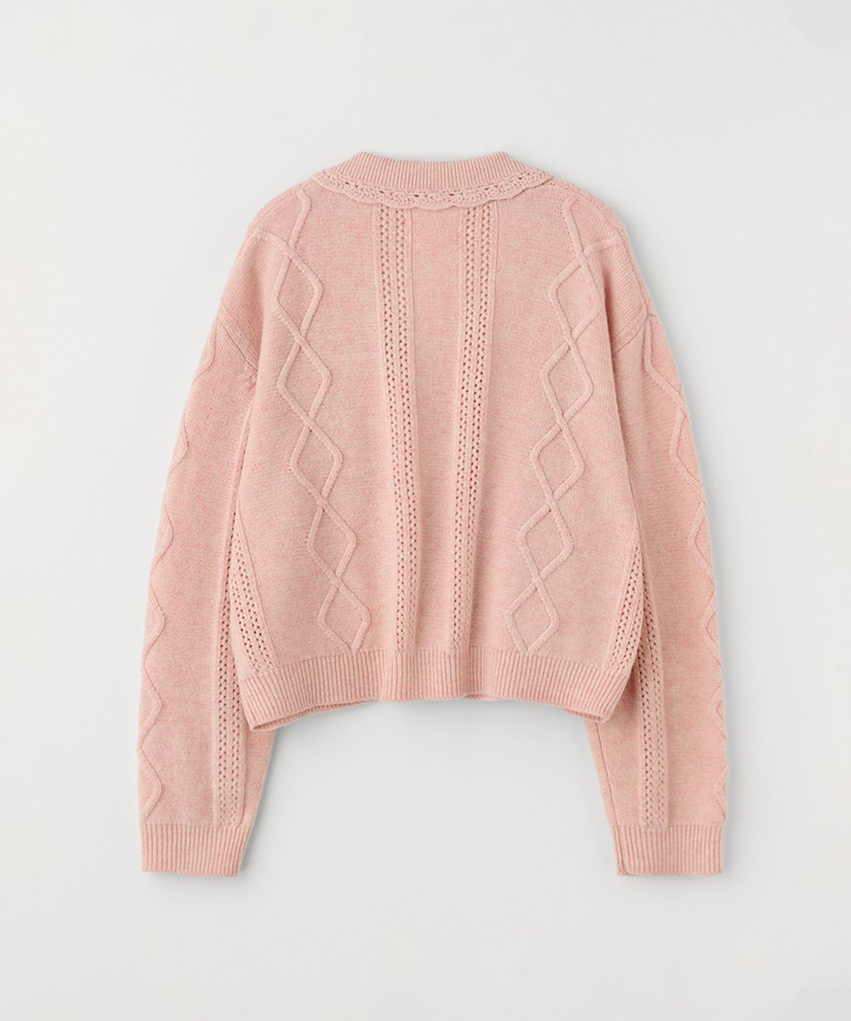 셀리테일즈(CELITAILS) HANDMADE LACE SHAWL COLLAR CARDIGAN_LIGHT PINK