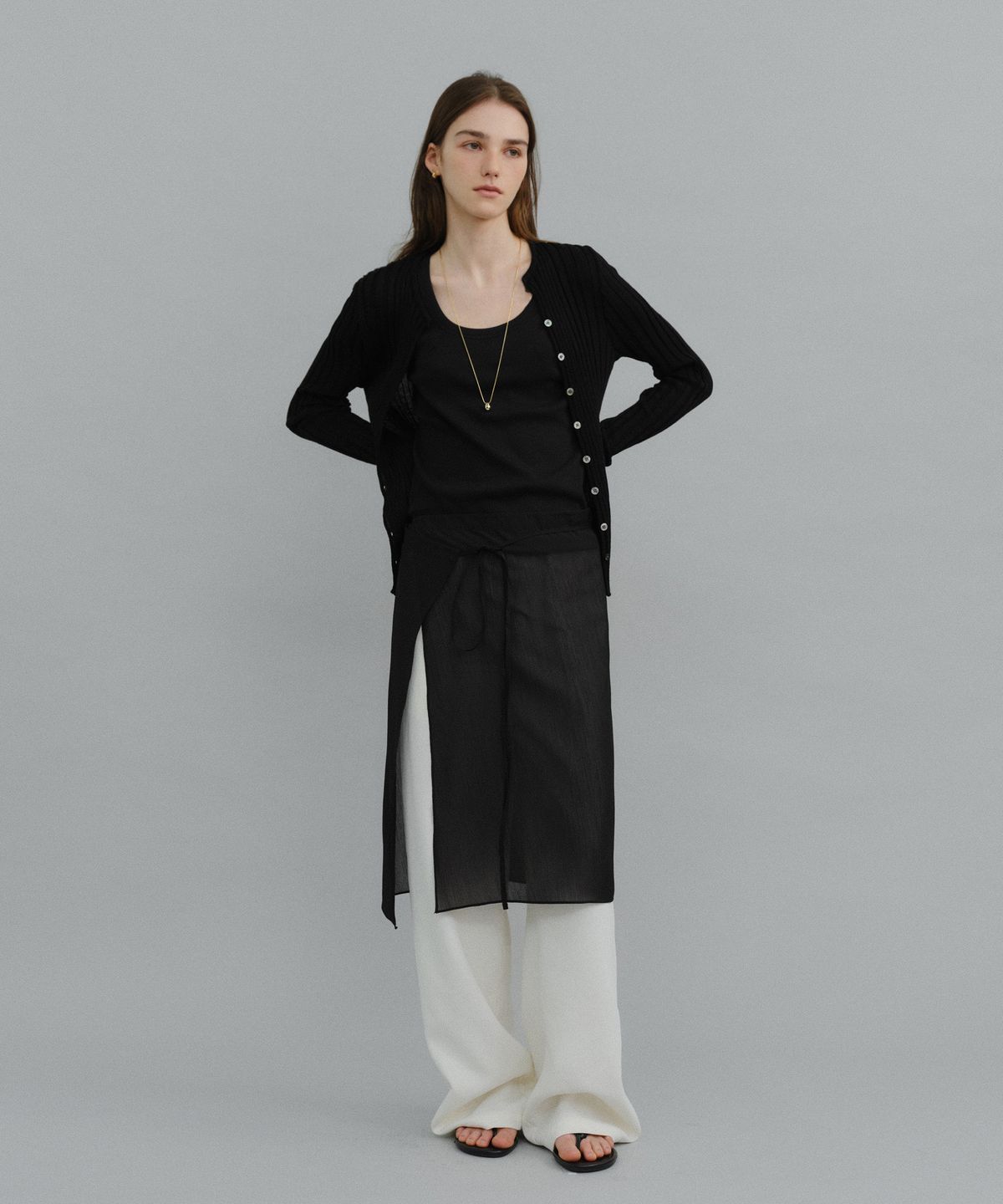 유라고(URAGO) Slim ribbed cardigan