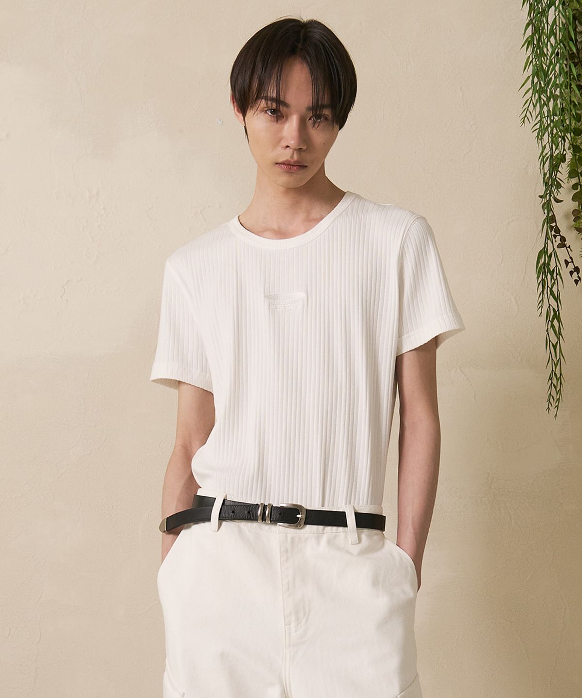 에프디알(FDR) Sulfar Washing rib Muscle short sleeve White