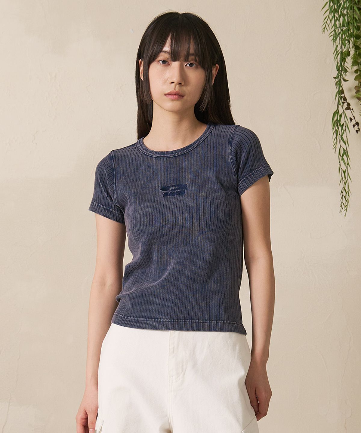 에프디알(FDR) Sulfar Washing rib Muscle short sleeve Navy