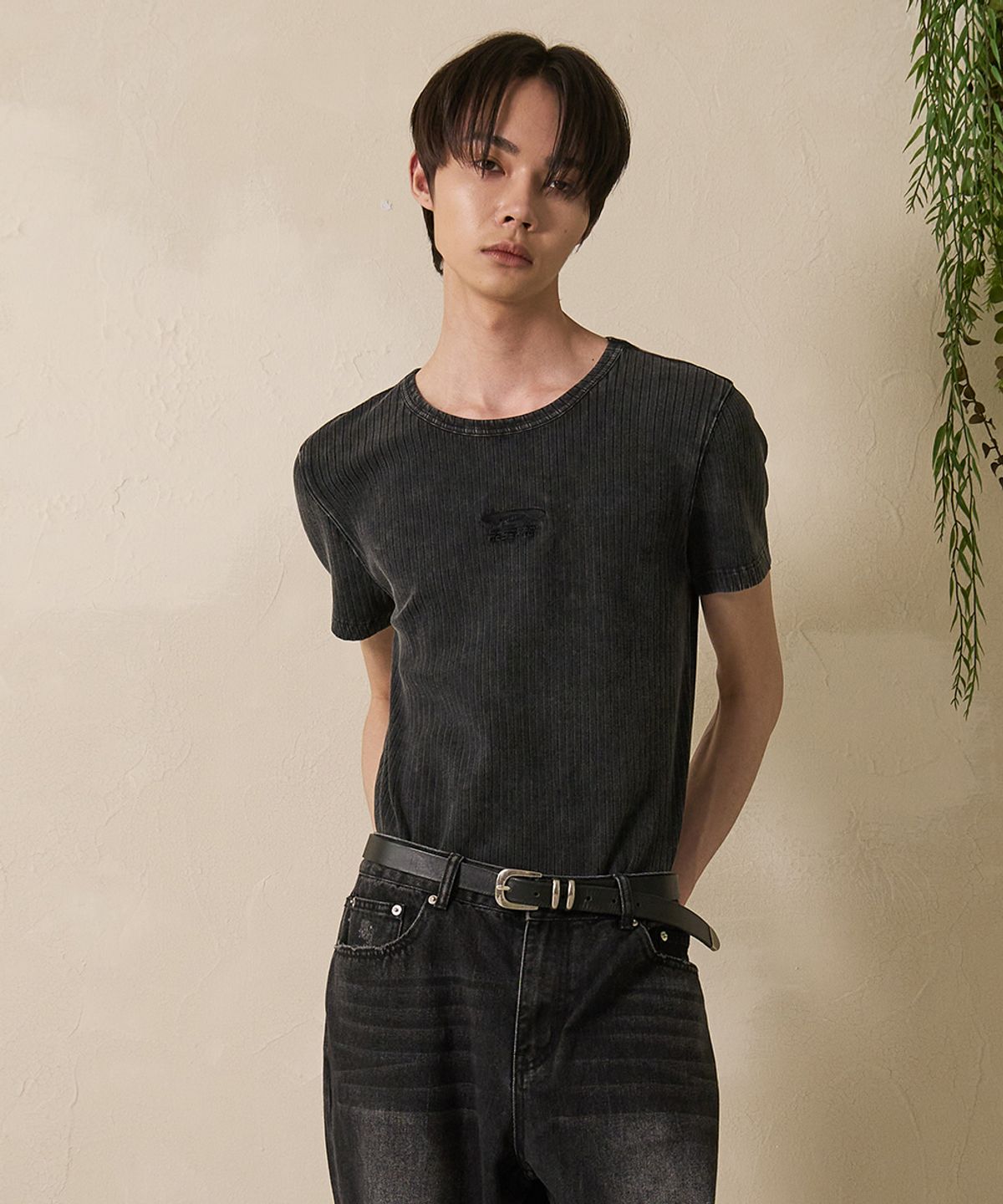 에프디알(FDR) Sulfar Washing rib Muscle short sleeve Navy