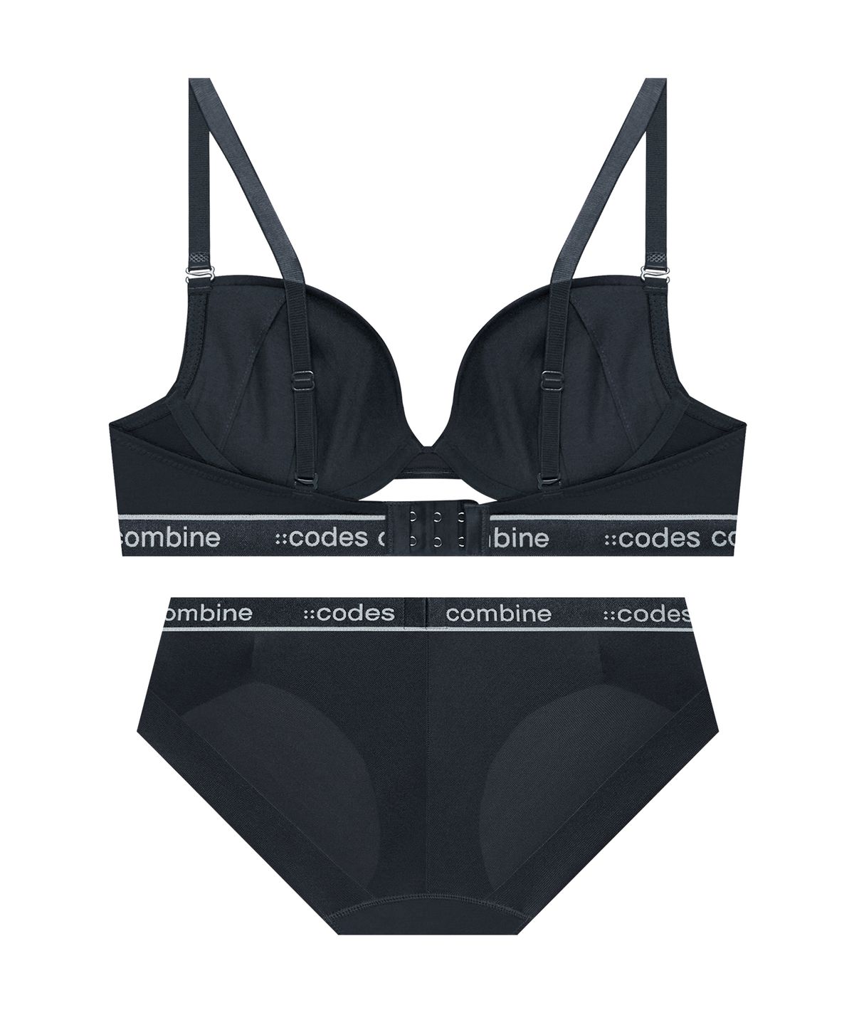 코데즈컴바인 이너웨어(CODES COMBINE INNERWEAR) 베이직 라인포인트 에어로쿨 브라 햄팬티세트_딥챠콜