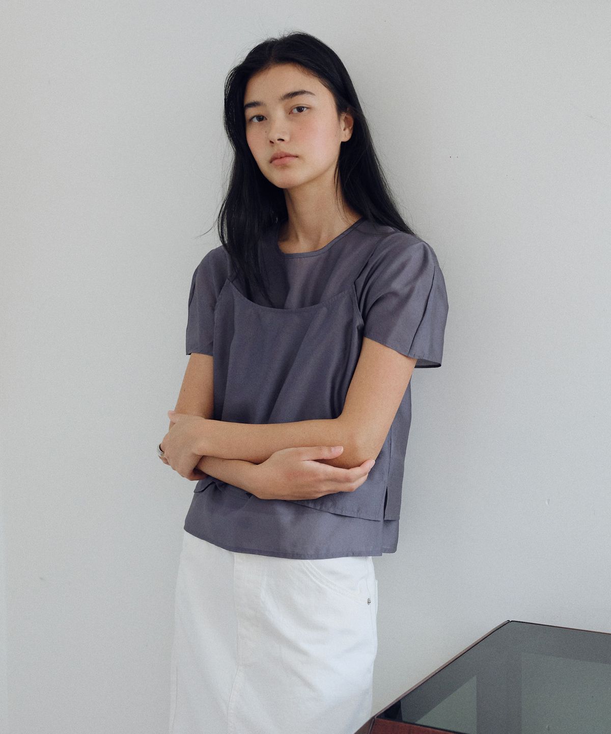유라고(URAGO) Shimmer layered blouse set