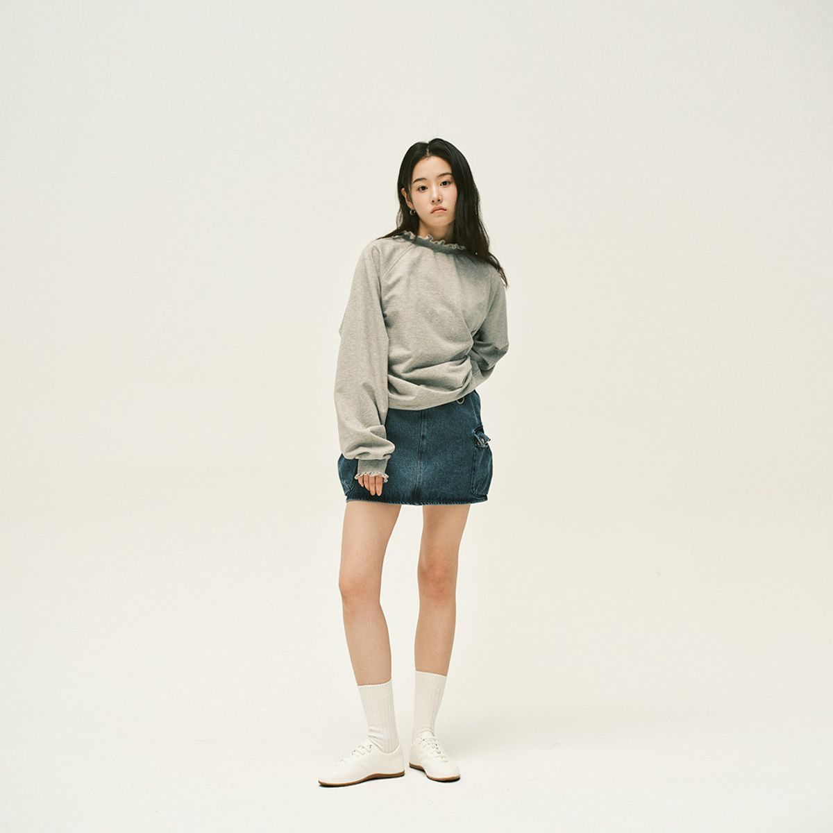 레주(LEJU) 데님 카고 스커트 - 블루