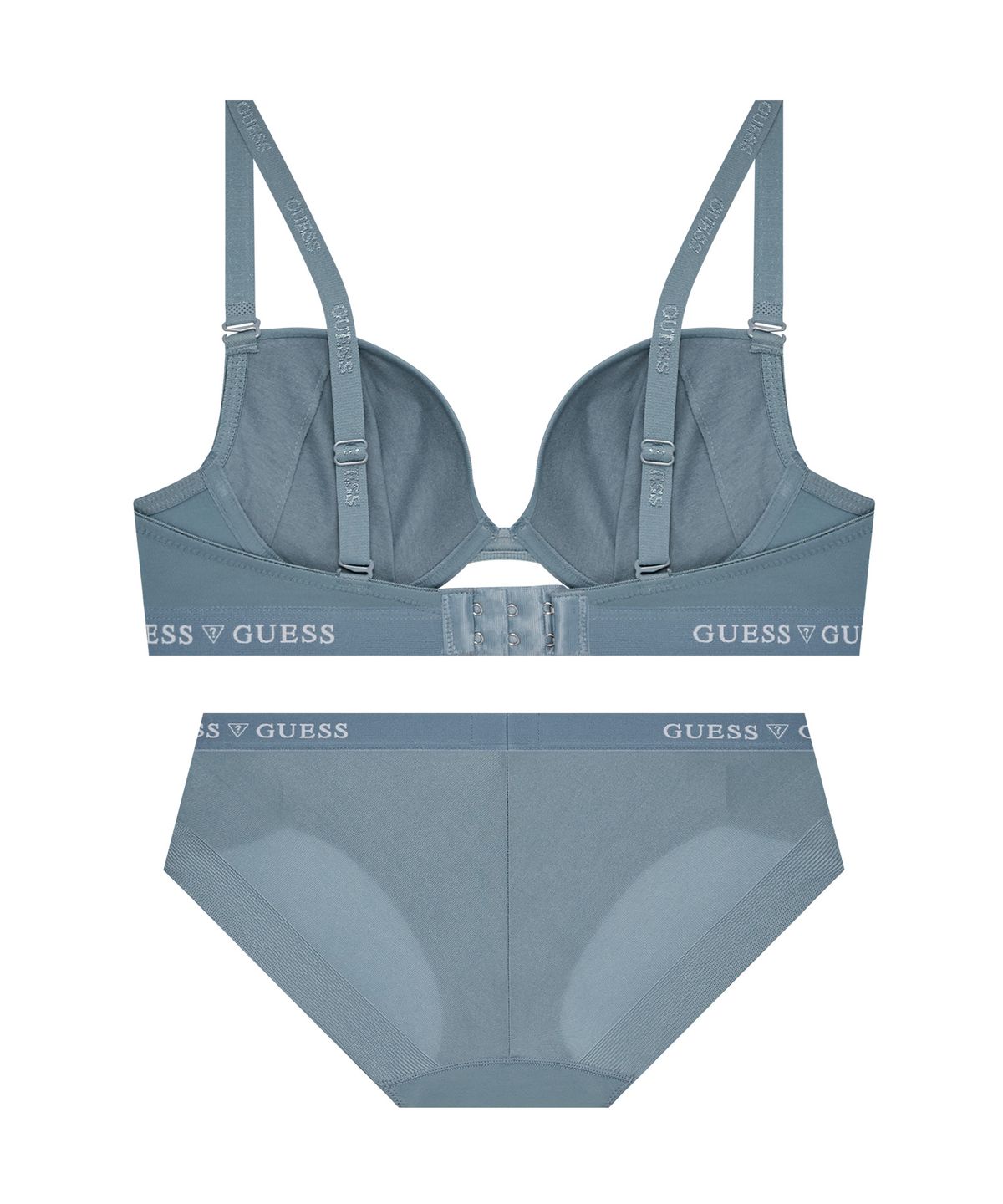 게스언더웨어(GUESS UNDERWEAR) 에어로쿨 심플 브라 팬티 세트 - 블루그레이