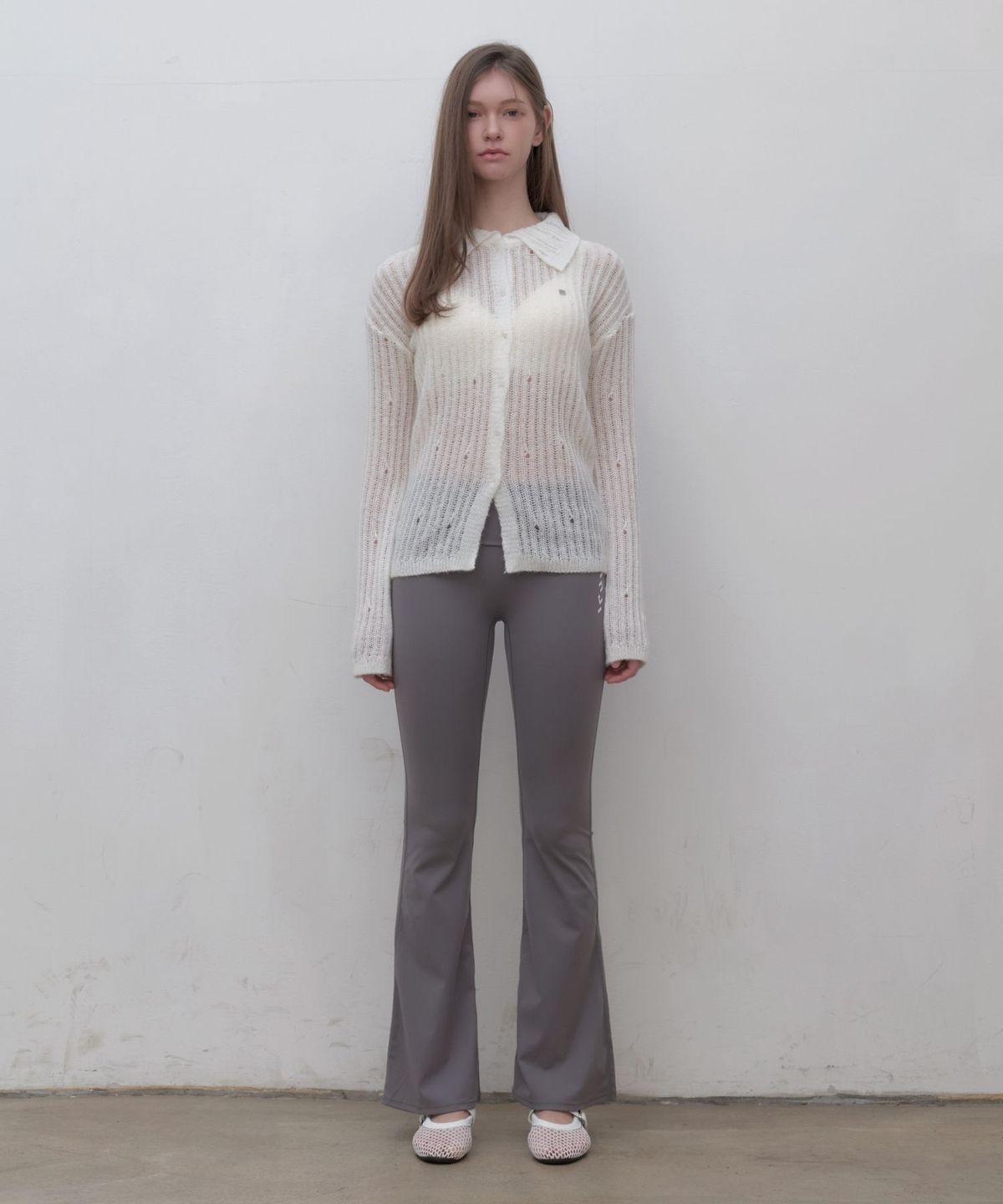 인지액티브(INJIACTIVE) Net Button Up Knit Cardigan 아이보리