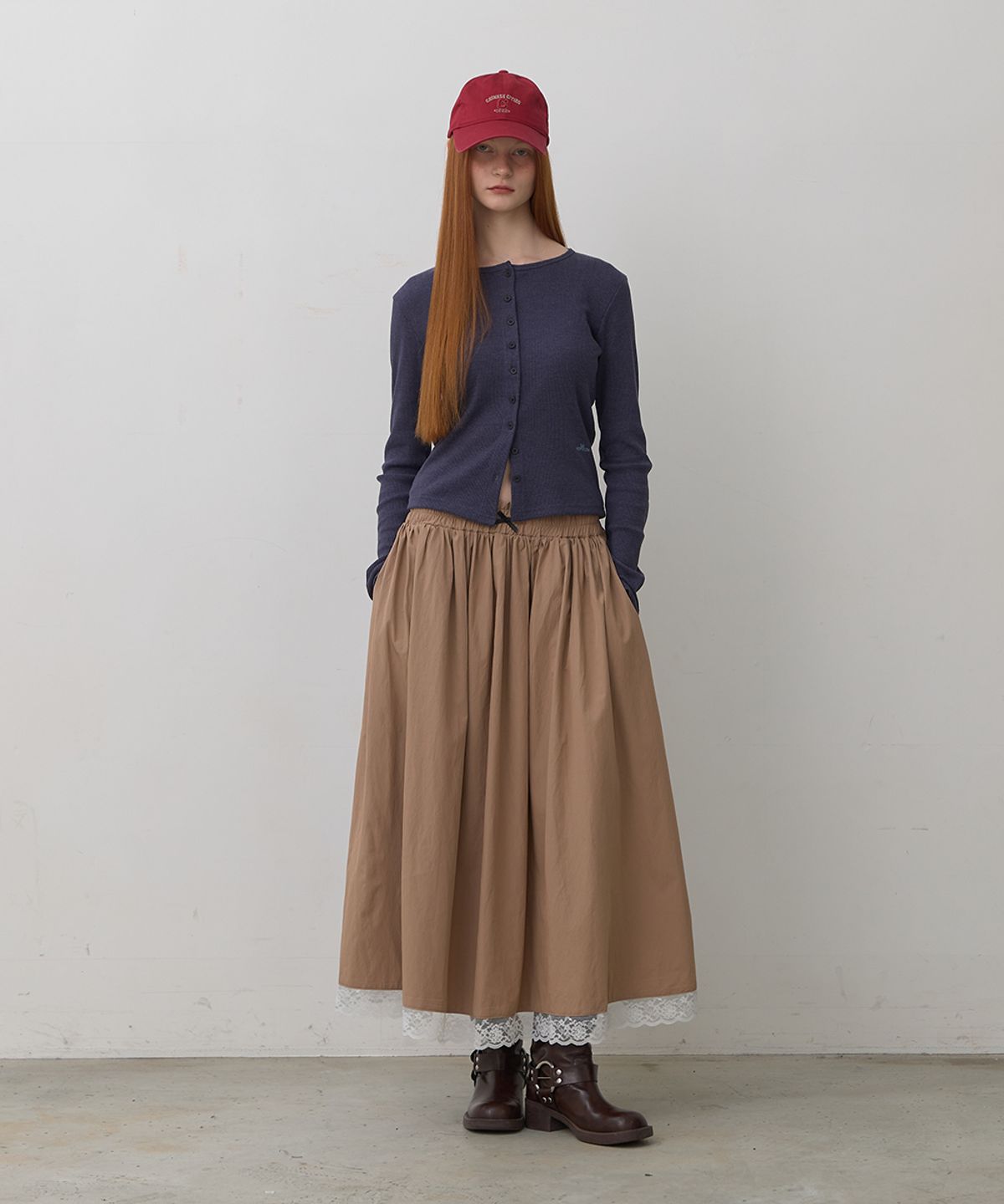 320쇼룸(320SHOWROOM) Chloé Lace Banding Midi Skirt Brown