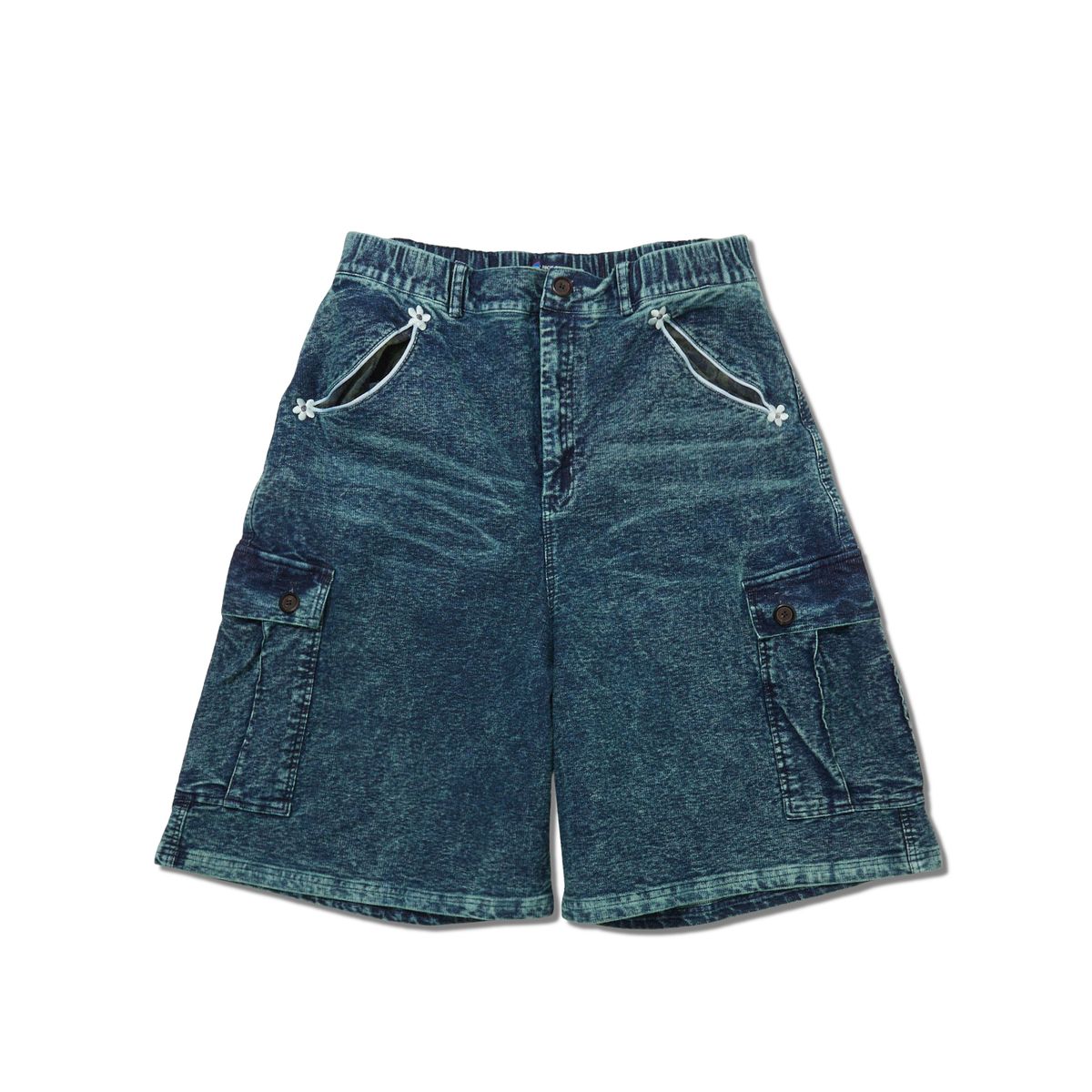 펜필드(PENFIELD) [P X NICKGEAR] 플라워 인디고 버뮤다 팬츠_FR1KP20U