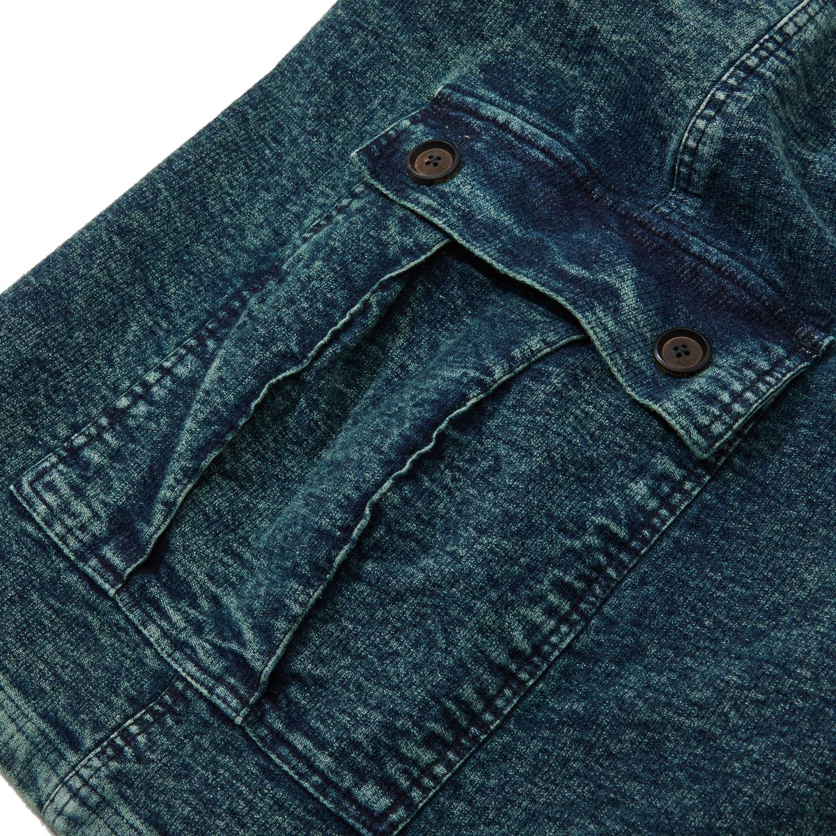 펜필드(PENFIELD) [P X NICKGEAR] 플라워 인디고 버뮤다 팬츠_FR1KP20U
