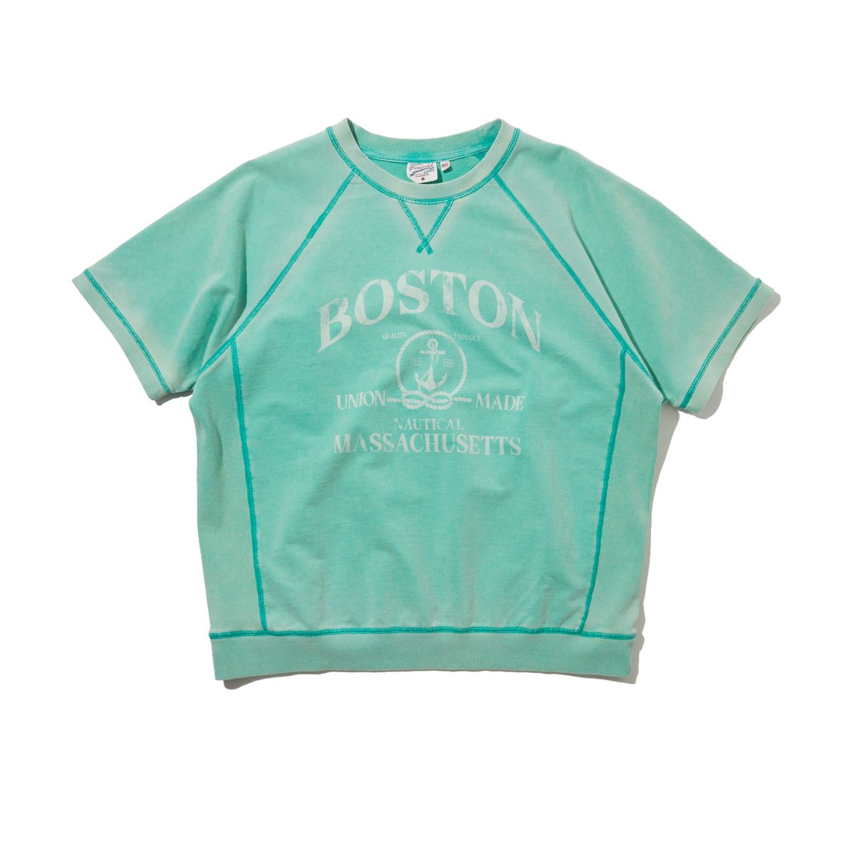 펜필드(PENFIELD) 보스턴 빈티지 워싱 반팔 스웨트셔츠 민트_FR2KT34U