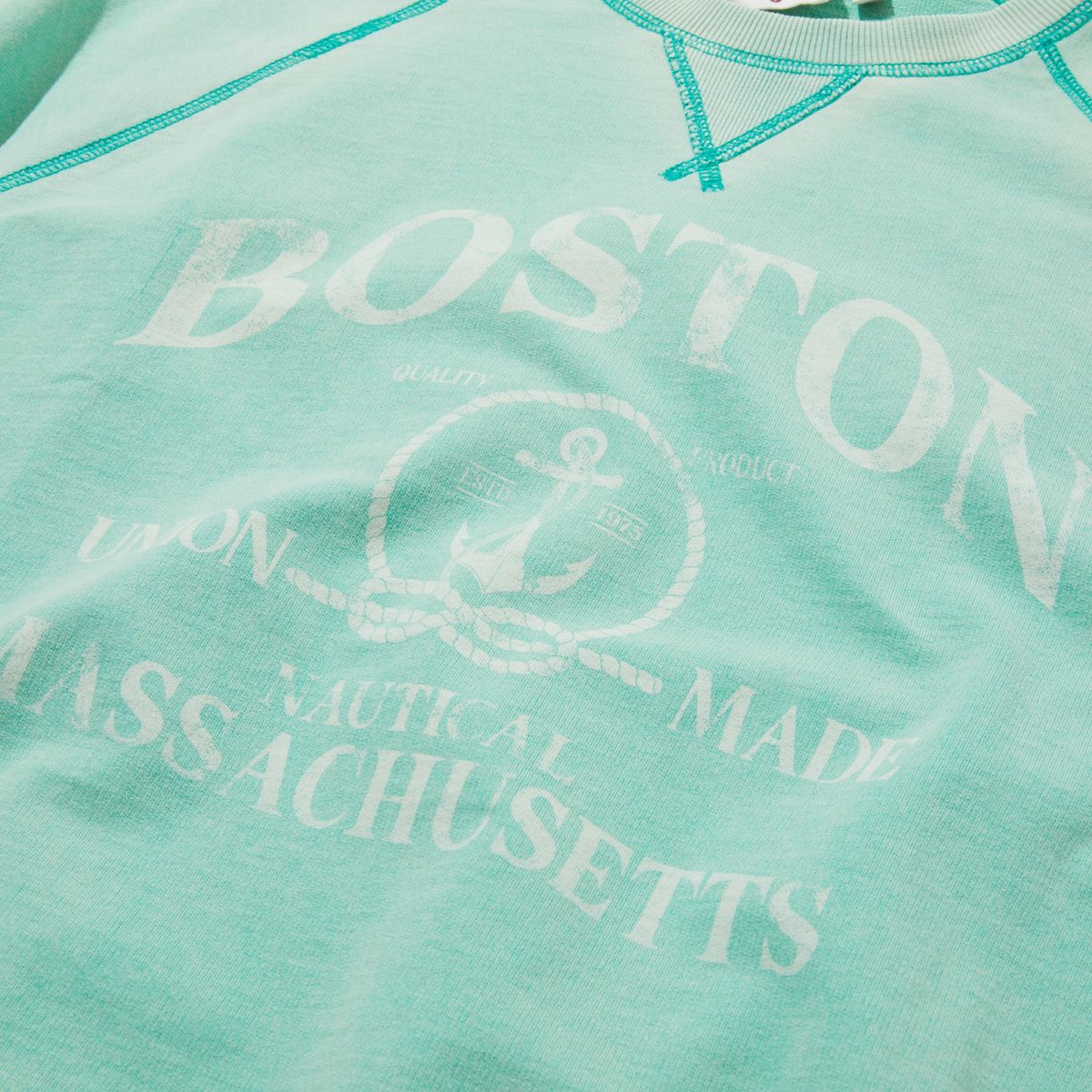 펜필드(PENFIELD) 보스턴 빈티지 워싱 반팔 스웨트셔츠 민트_FR2KT34U