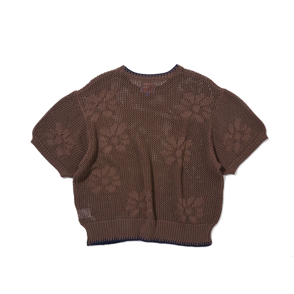 펜필드(PENFIELD) 플라워 패턴 하프 슬리브 니트 풀오버 브라운_FR2KT41F