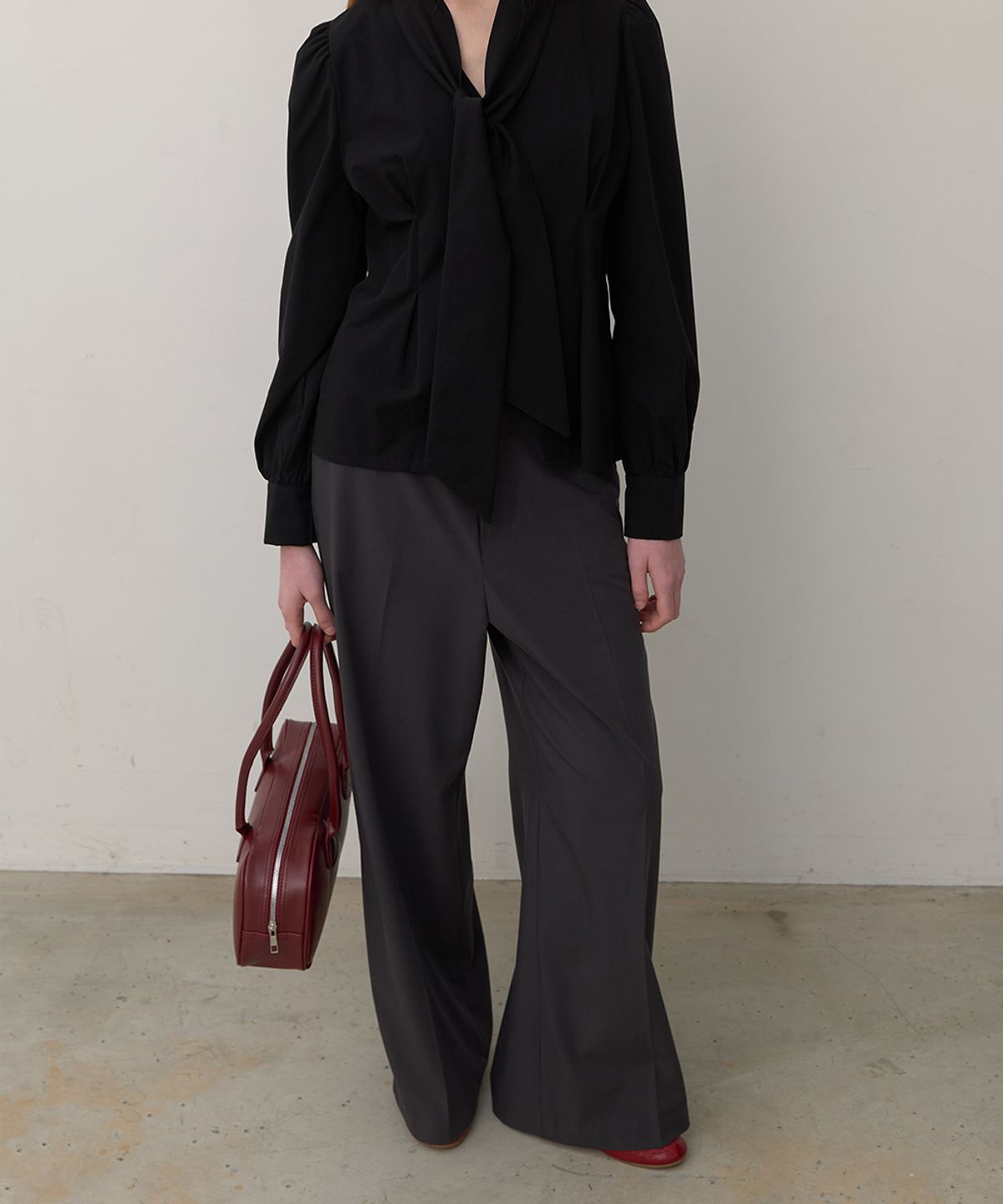 320쇼룸(320SHOWROOM) Layer Skirt Wide Slacks Charcoal