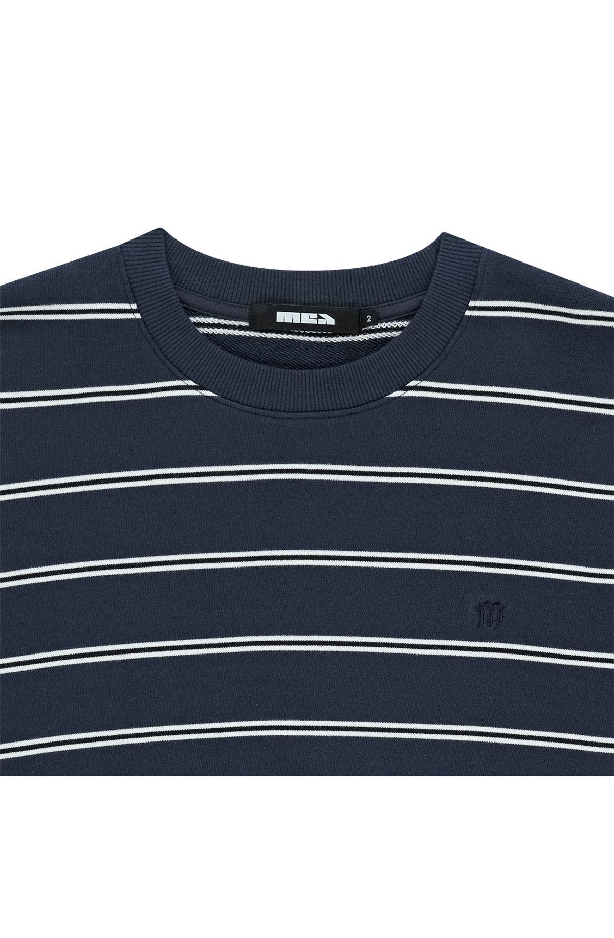 메아(MEA) STRIPE LOGO SWEATSHIRT [NAVY]