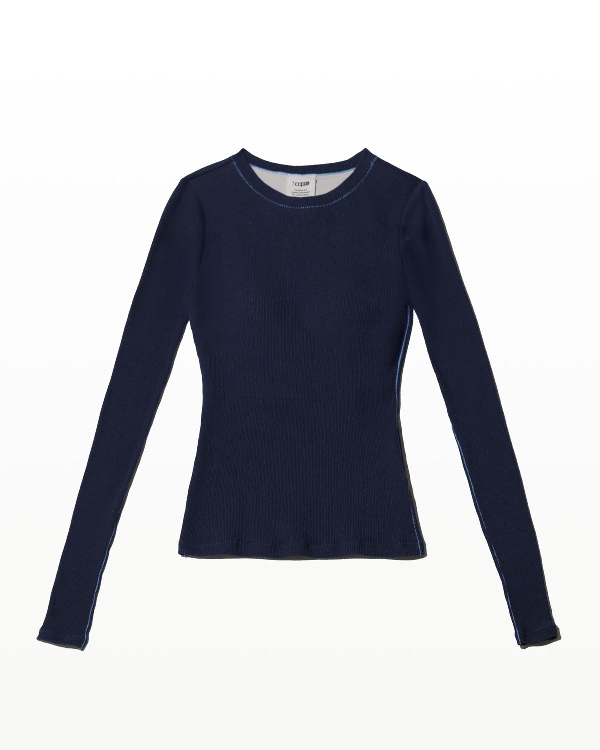 후포(HOOPOE) hoopoe rib long sleeve t-shirt_midnight navy