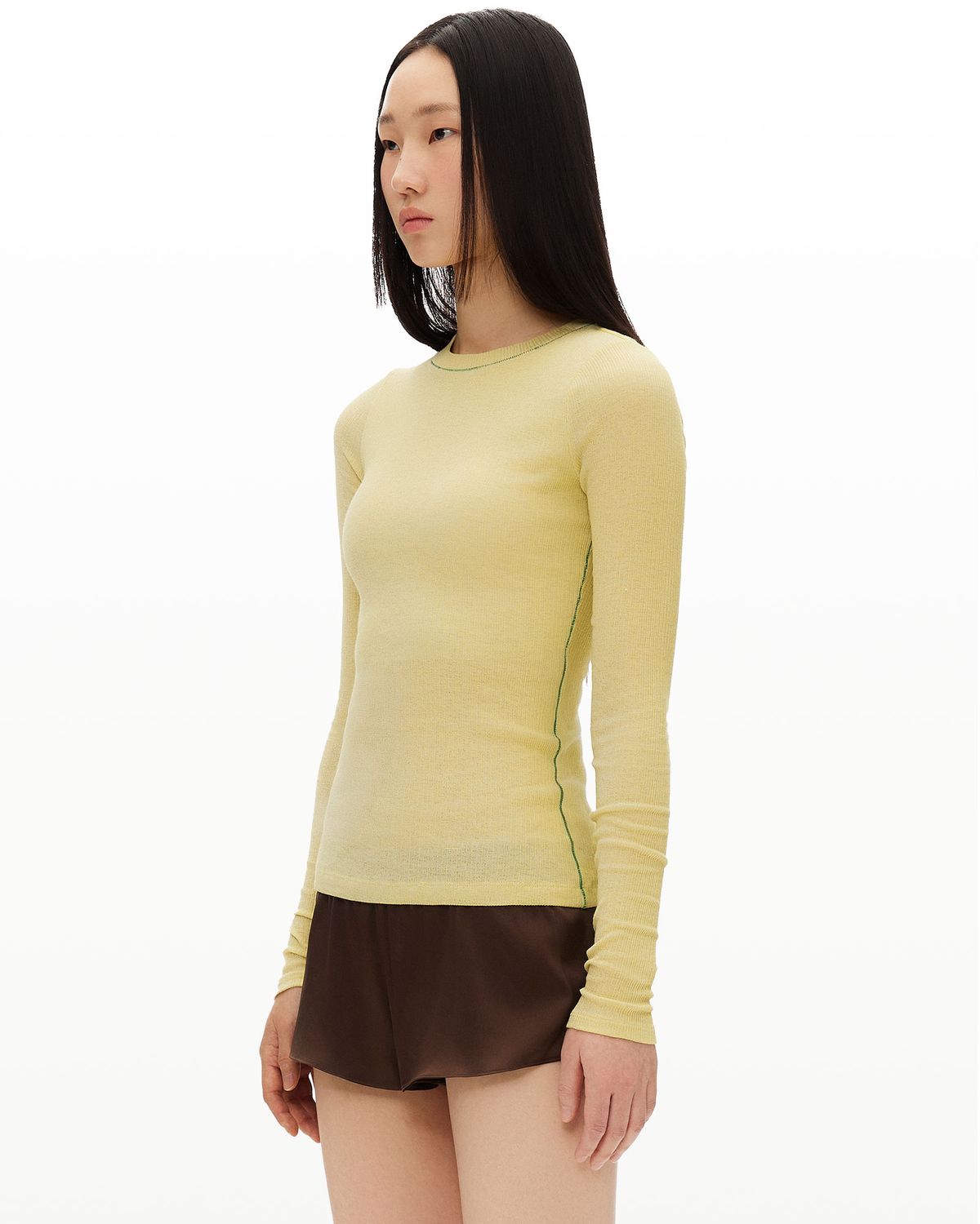 후포(HOOPOE) hoopoe rib long sleeve t-shirt_custard yellow