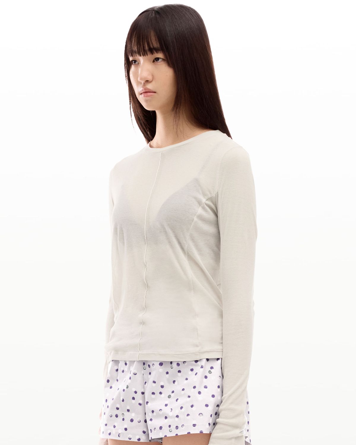 후포(HOOPOE) love sheer long sleeve t-shirt_powder grey