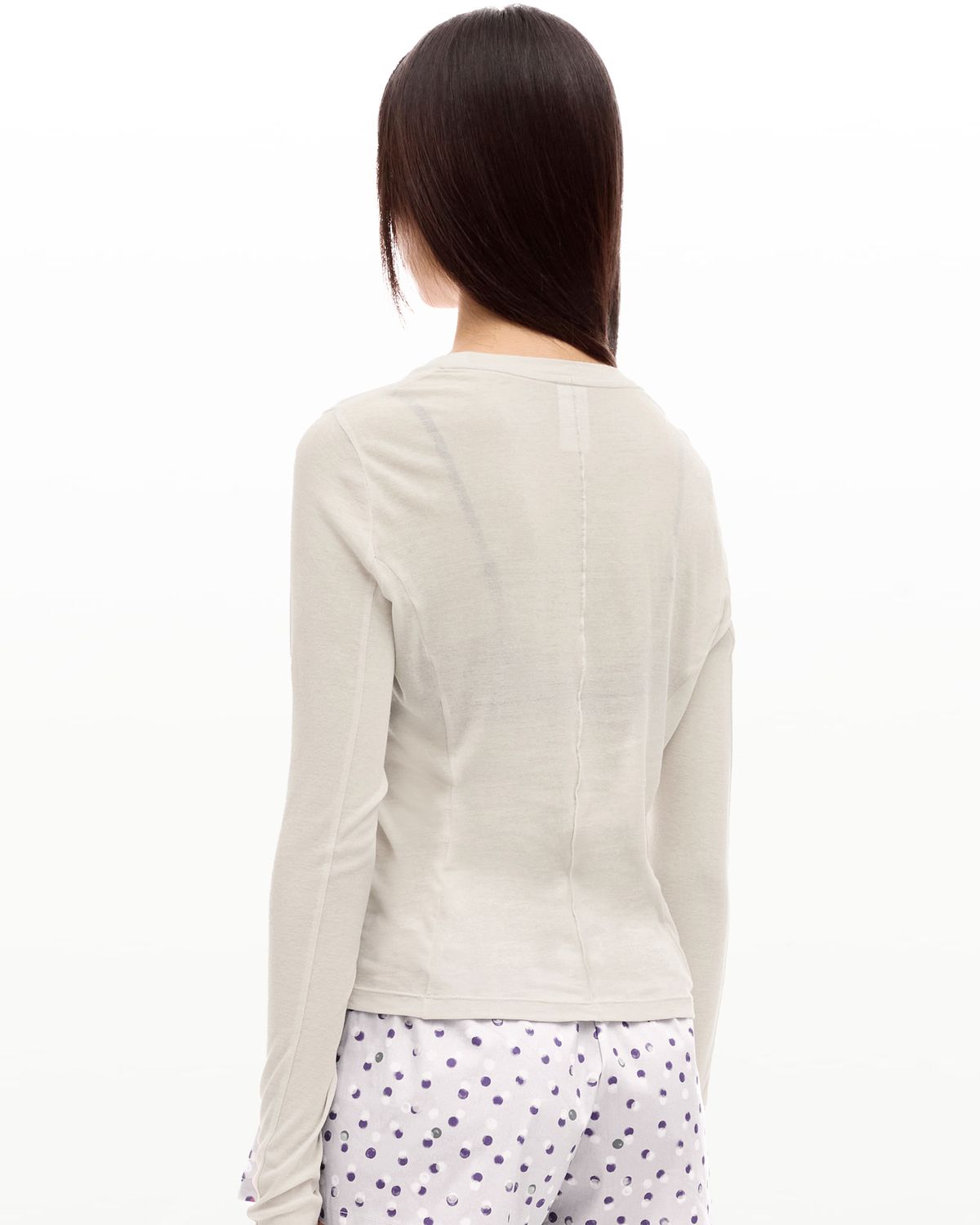 후포(HOOPOE) love sheer long sleeve t-shirt_powder grey