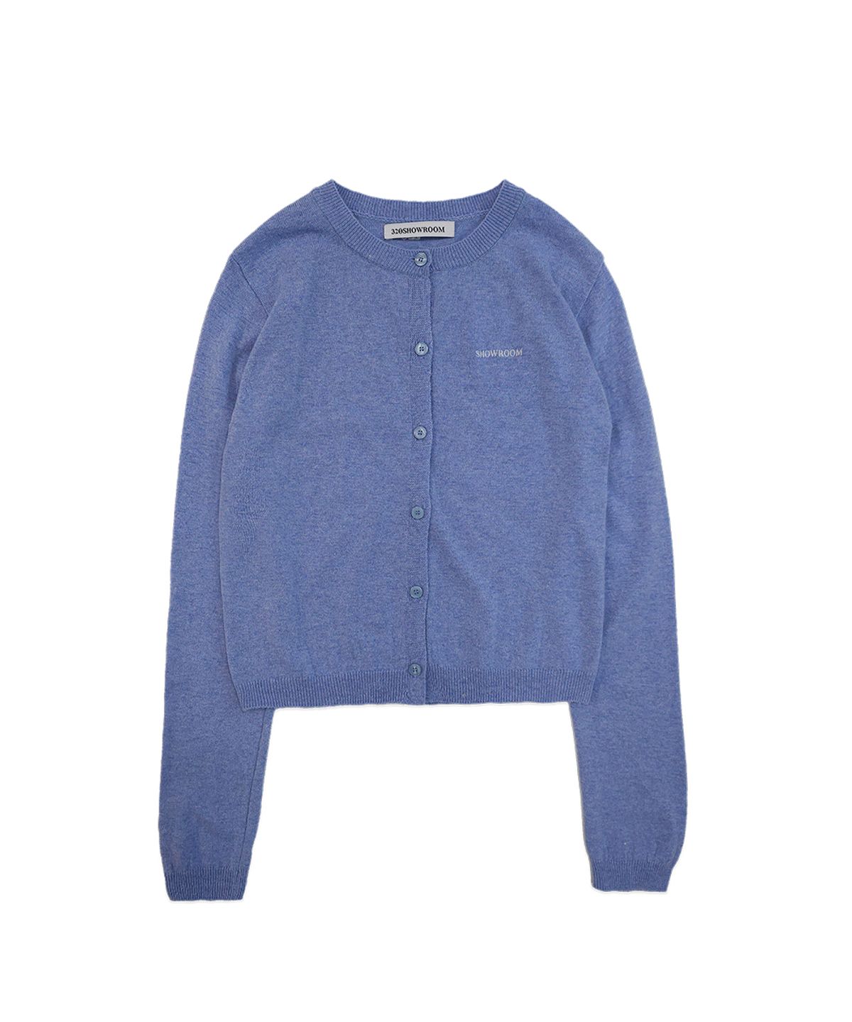 320쇼룸(320SHOWROOM) Logo Embroidery Wool Cashmere Blend Cardigan Skyblue