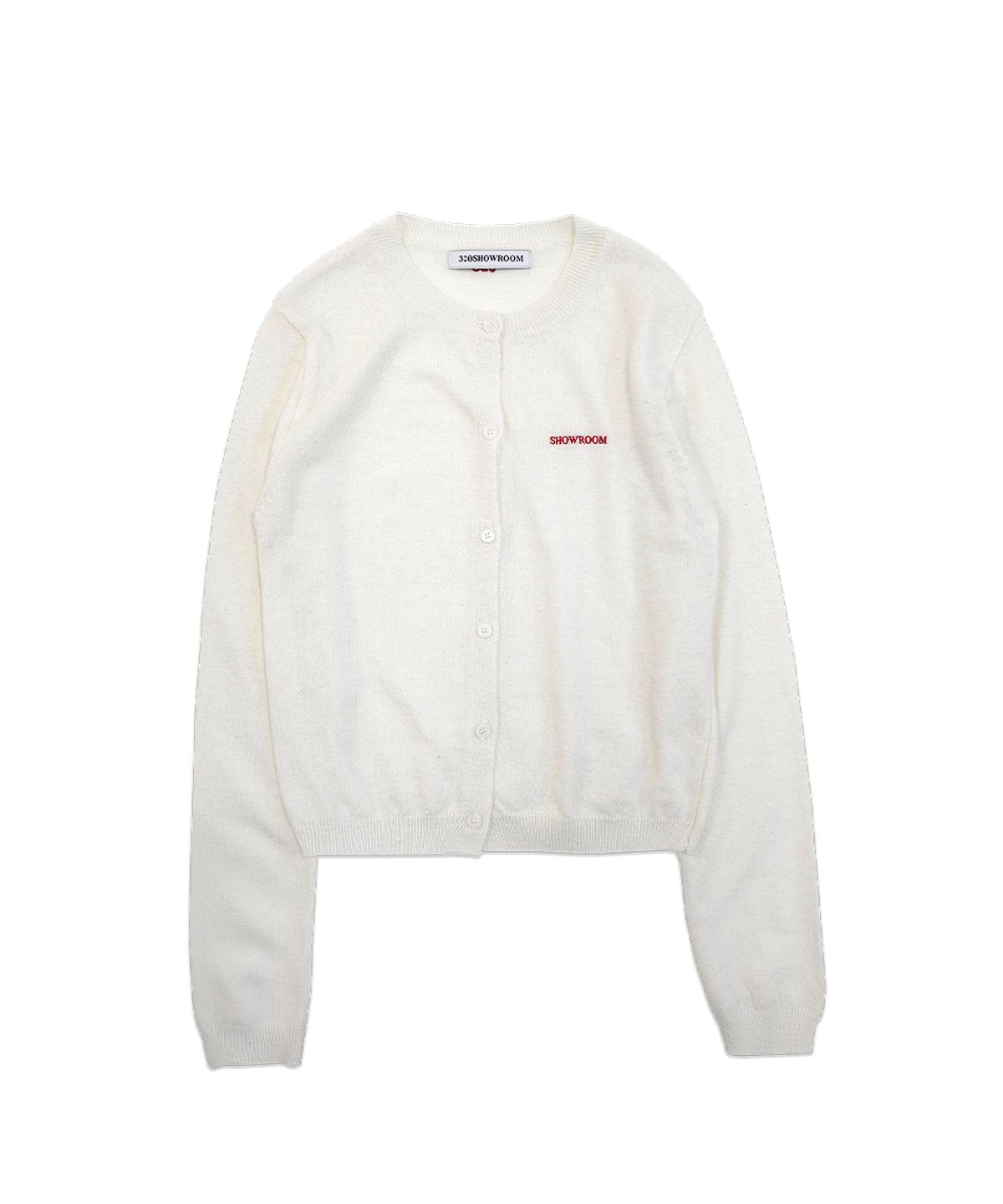 320쇼룸(320SHOWROOM) Logo Embroidery Wool Cashmere Blend Cardigan Ivory