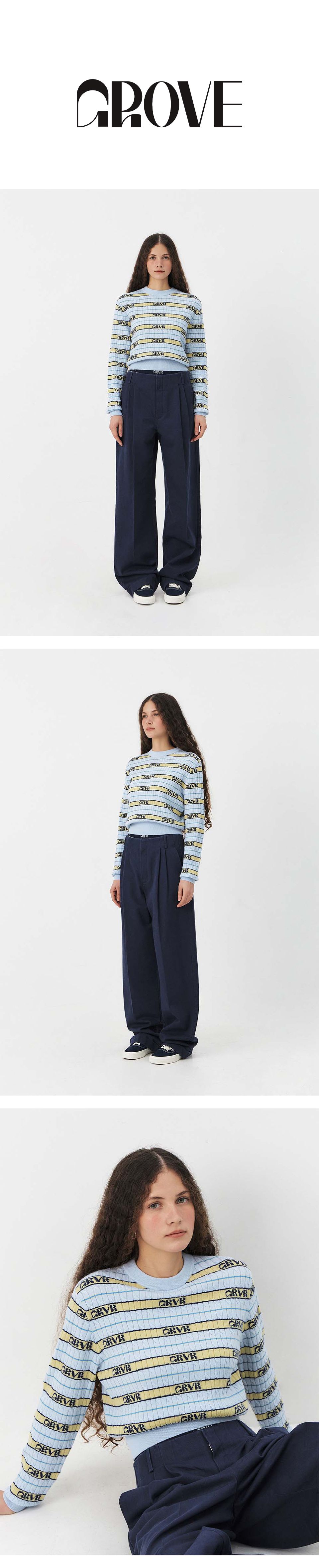 MUSINSA公式 | GROVE GRVR STRIPE CABLE KNIT [3COLORS]