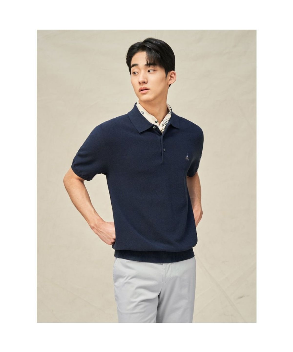 빈폴 멘(BEANPOLE MEN) 젠틀 칼라넥 니트  네이비 (BC5251C24R)