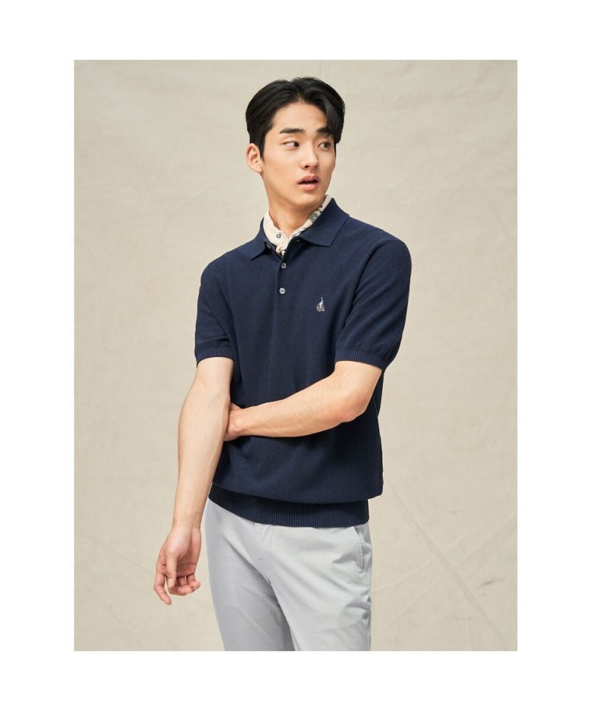 빈폴 멘(BEANPOLE MEN) 젠틀 칼라넥 니트  네이비 (BC5251C24R)