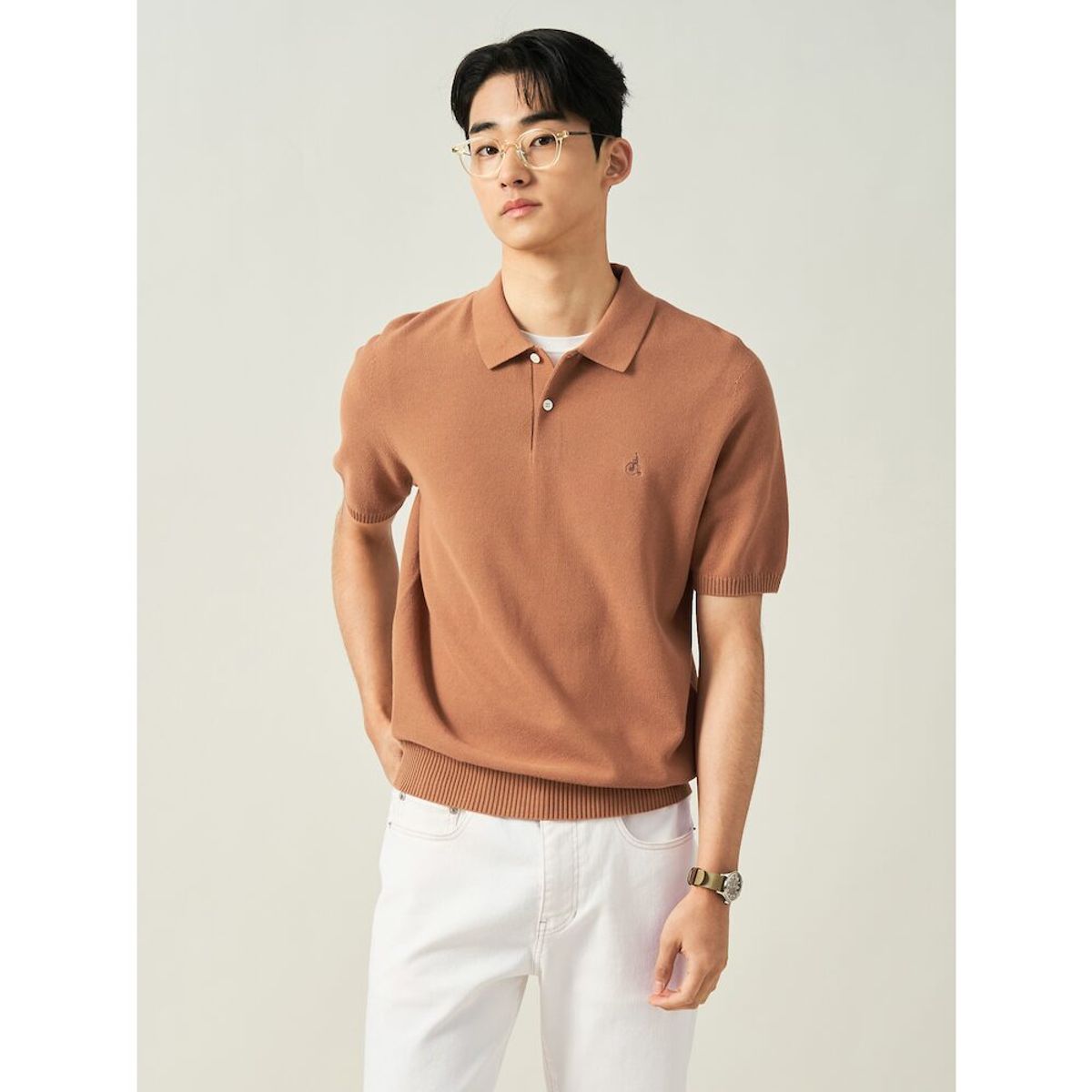 빈폴 멘(BEANPOLE MEN) 젠틀 칼라넥 니트  옐로이시 브라운 (BC5251C21B)