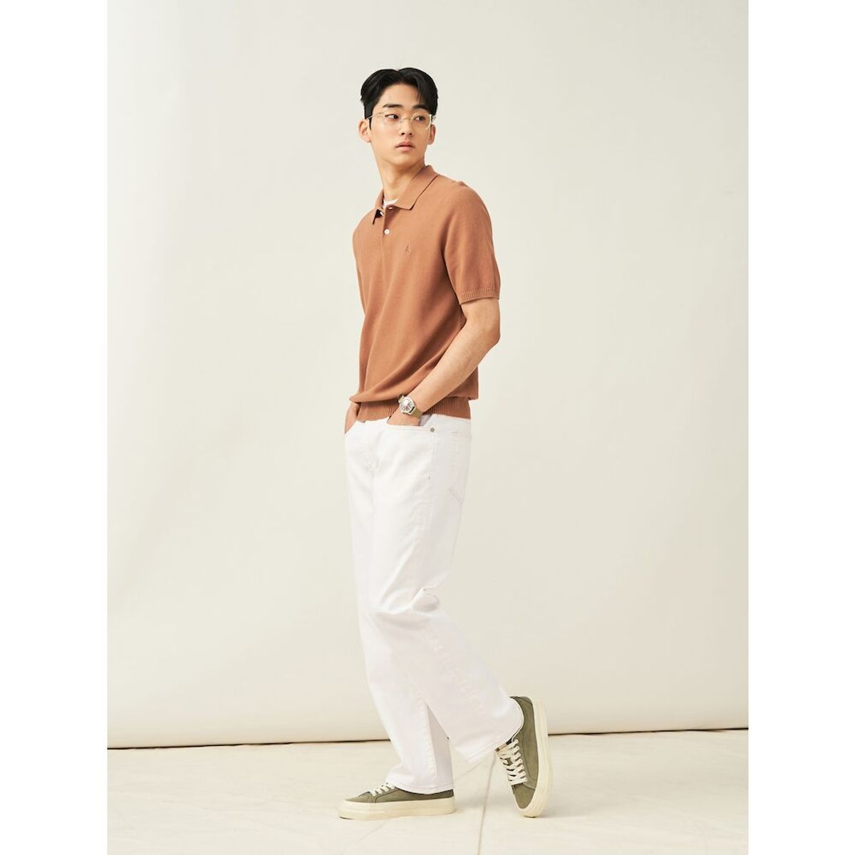 빈폴 멘(BEANPOLE MEN) 젠틀 칼라넥 니트  옐로이시 브라운 (BC5251C21B)