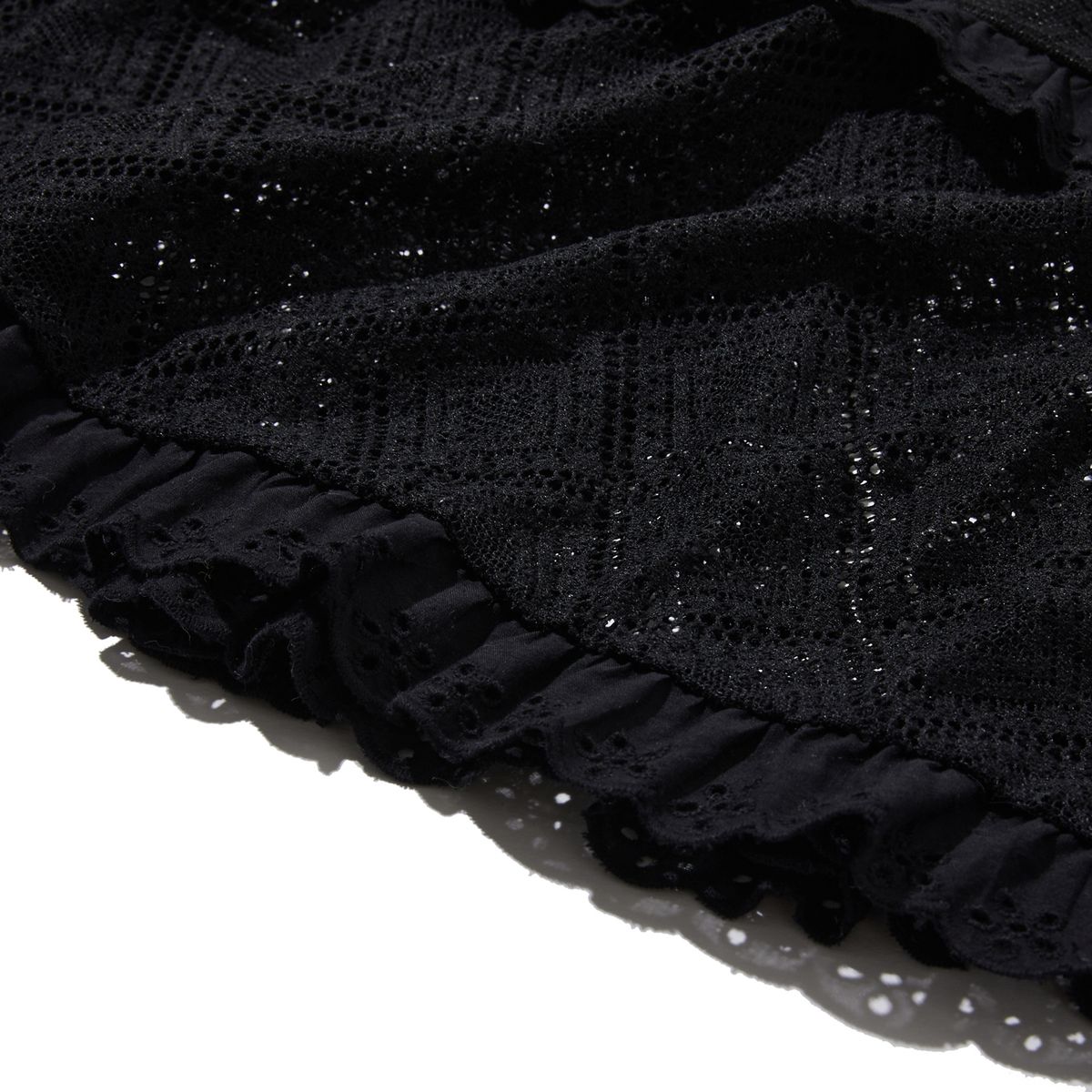 펜필드(PENFIELD) 크로셰 캉캉 롱 스커트 블랙_FR2KS21F