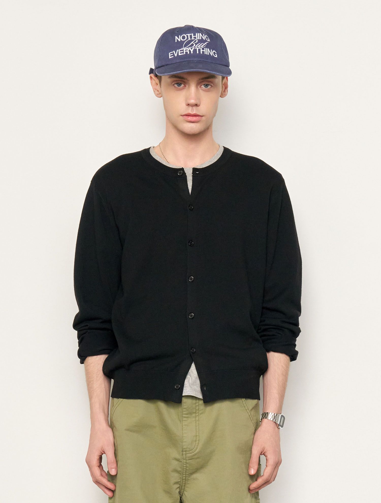 MUSINSA | GENERAL IDEA MAN Wool Crewneck Cardigan [BLACK