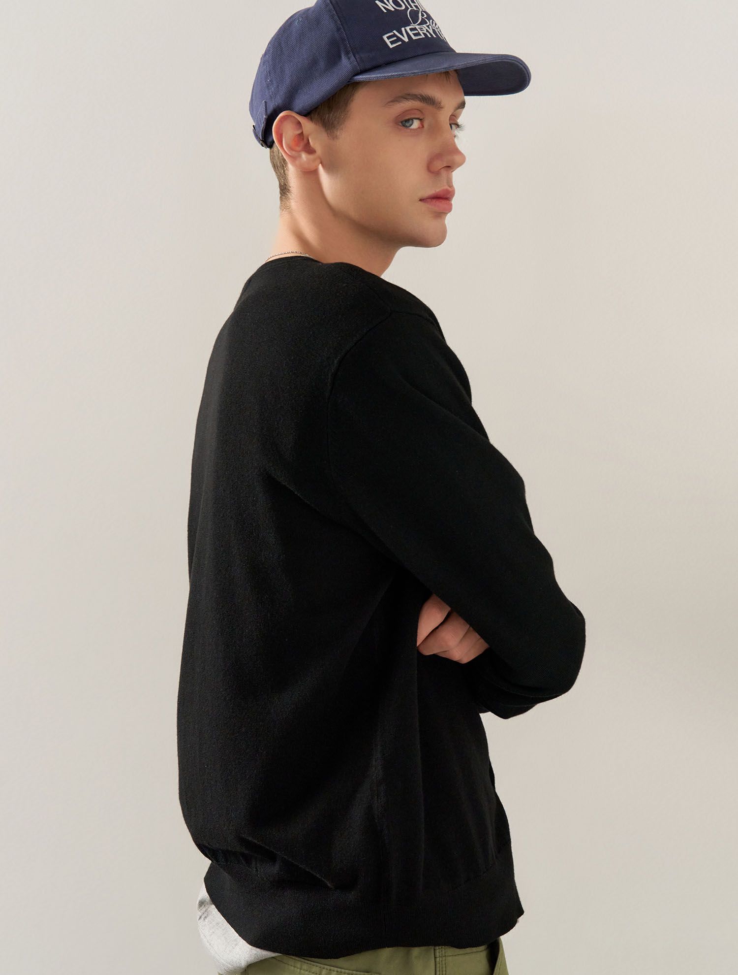 ■GENERAL IDEA■ MAN Wool Crewneck Cardigan NAVY SBE1M04006 MUSINSA | GENERAL IDEA MAN Wool Crewneck Cardigan [NAVY