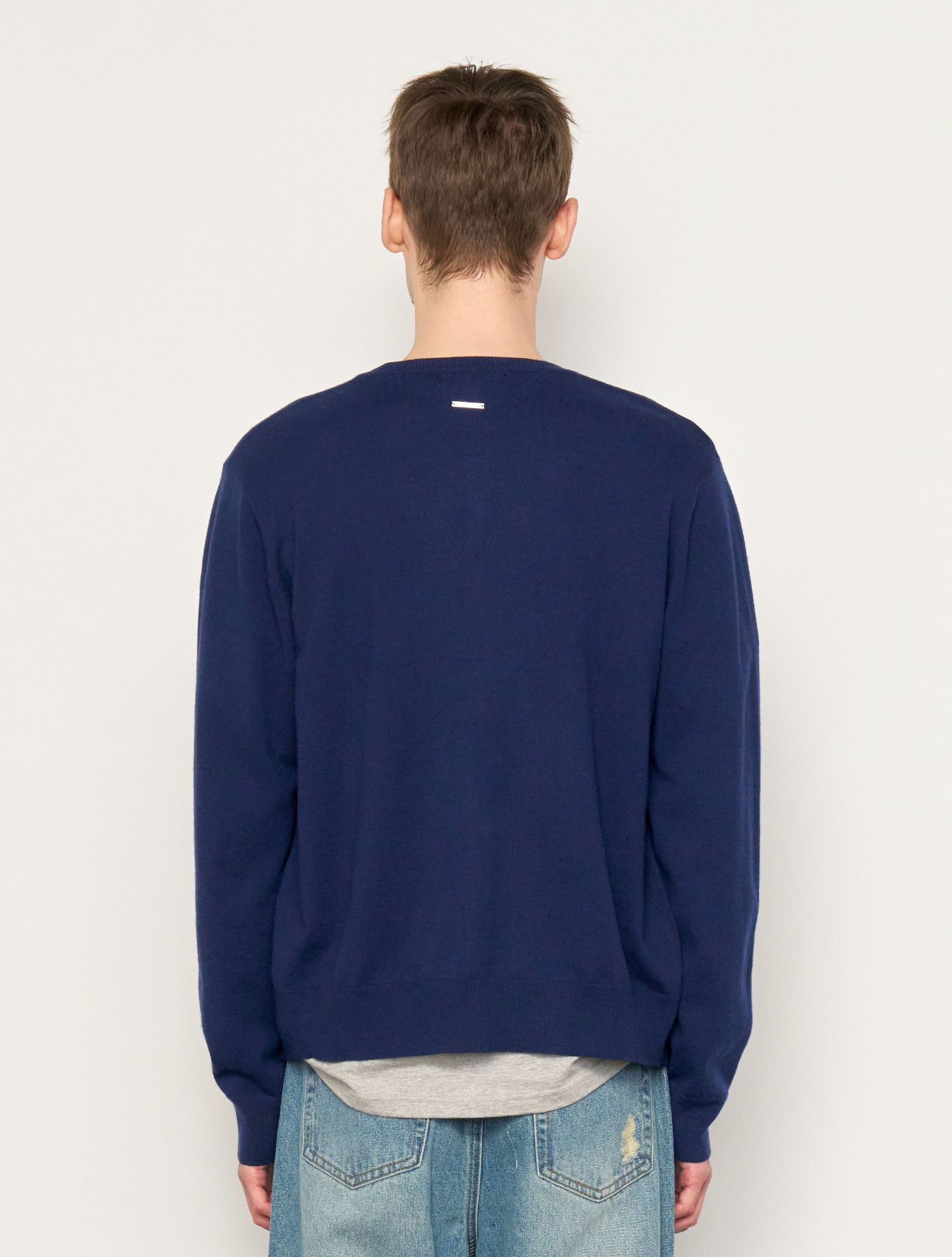 ■GENERAL IDEA■ MAN Wool Crewneck Cardigan NAVY SBE1M04006 MUSINSA | GENERAL IDEA MAN Wool Crewneck Cardigan [NAVY