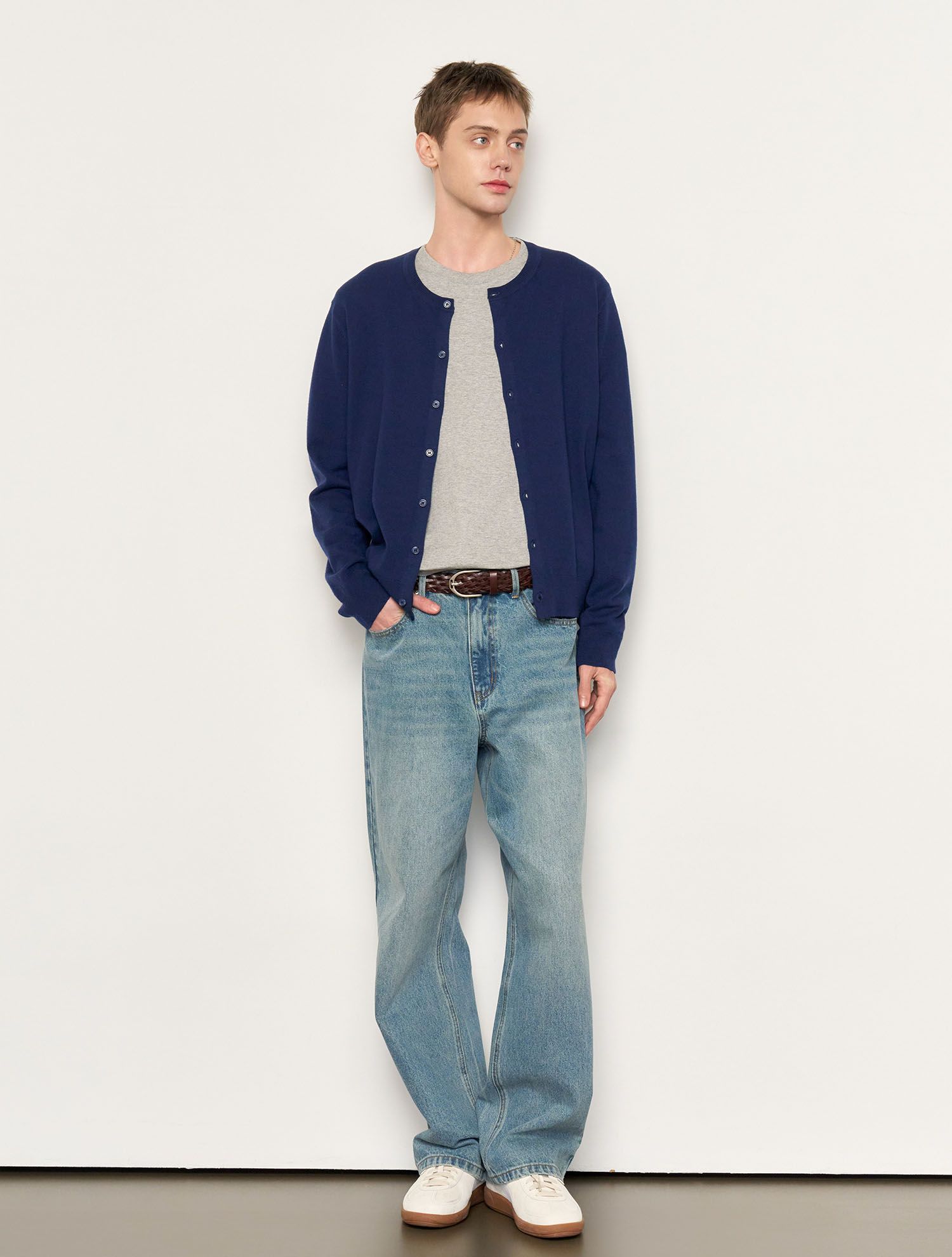 ■GENERAL IDEA■ MAN Wool Crewneck Cardigan NAVY SBE1M04006 MUSINSA | GENERAL IDEA MAN Wool Crewneck Cardigan [NAVY