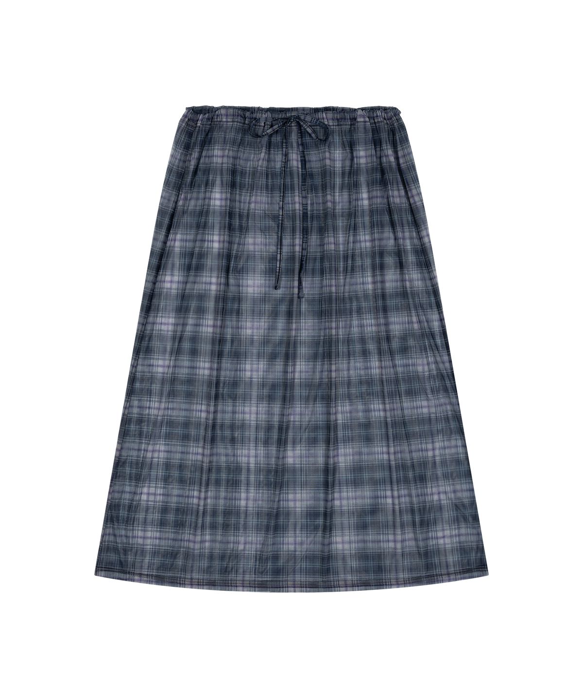 더포르타(THEPORTA) CHECK SHEER STRAP WRAP SKIRT, BLUE