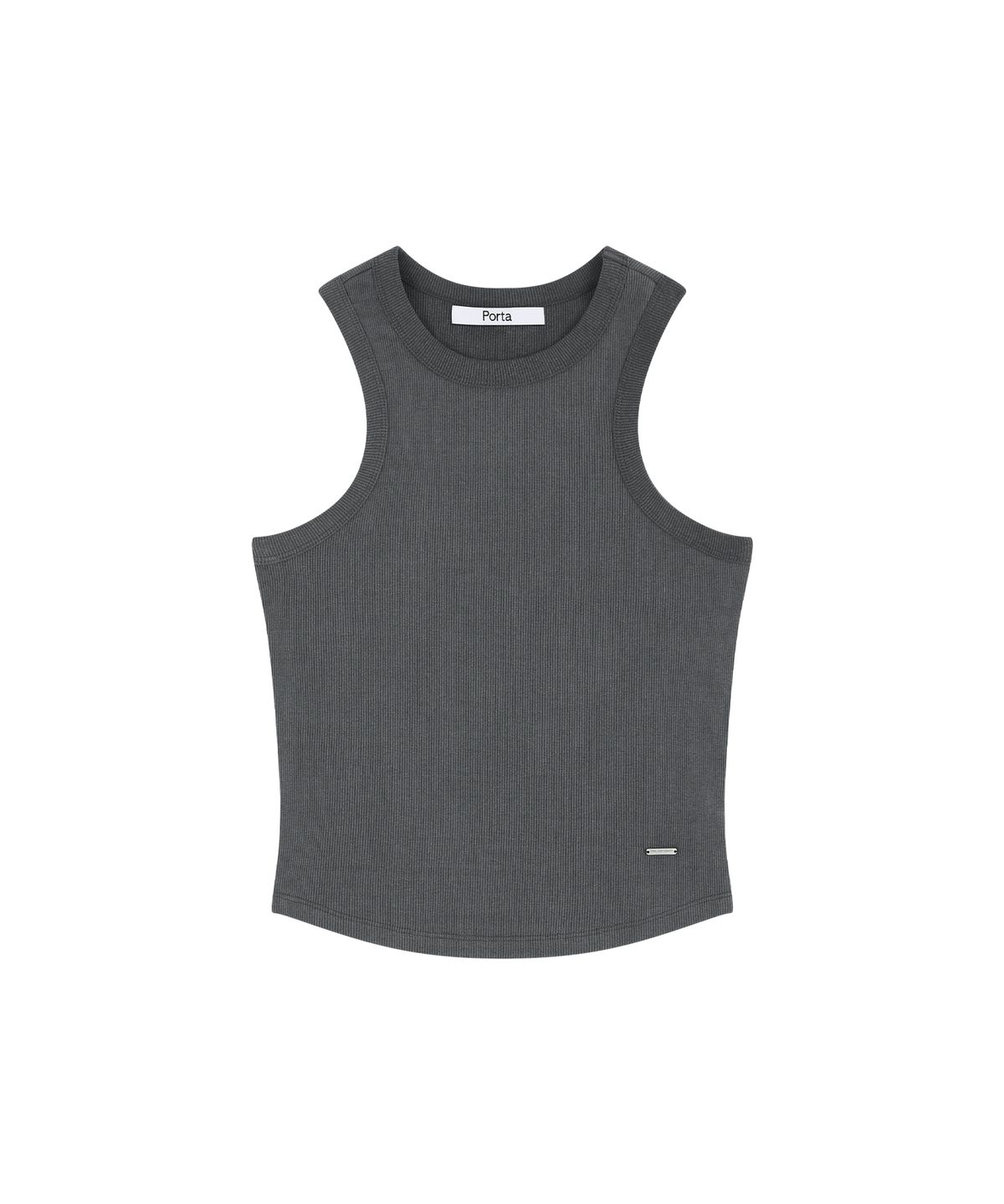 더포르타(THEPORTA) ESSENTIAL RIBBED TANK TOP, CHARCOAL
