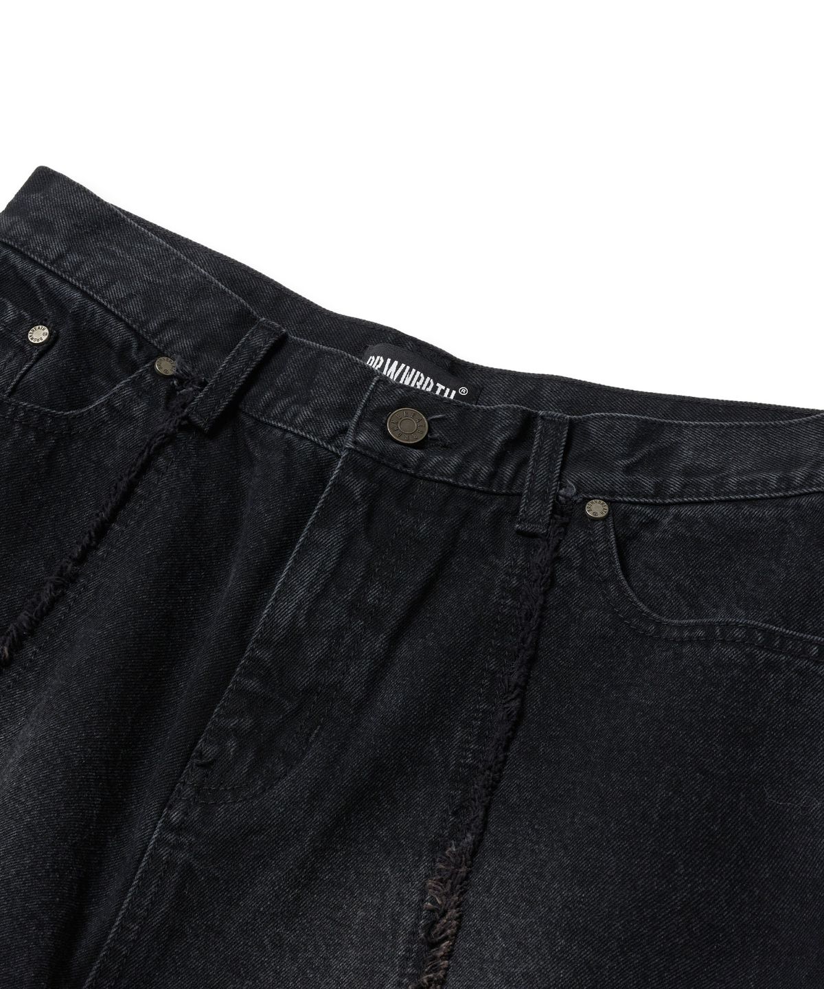 브라운브레스(BROWNBREATH) RAW EDGE LINE DENIM PANTS - BLACK
