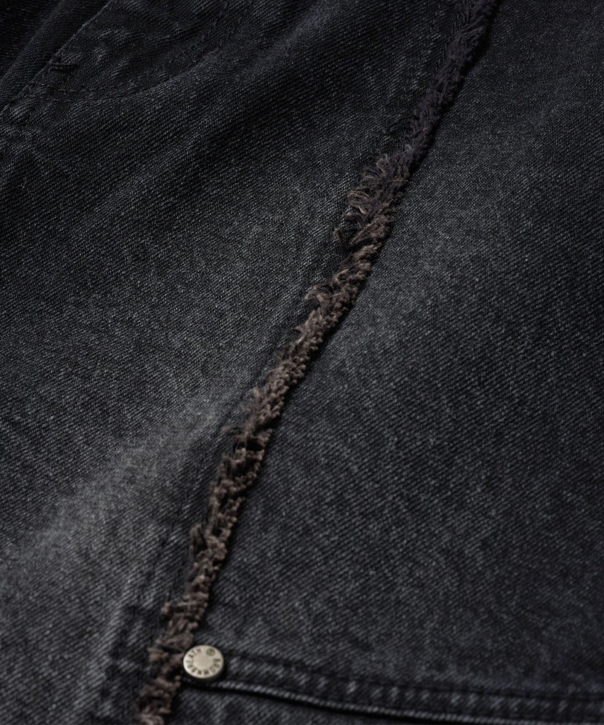 브라운브레스(BROWNBREATH) RAW EDGE LINE DENIM PANTS - BLACK
