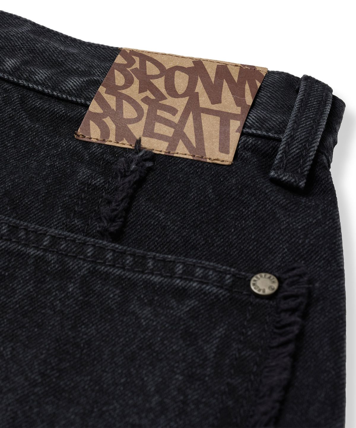 브라운브레스(BROWNBREATH) RAW EDGE LINE DENIM PANTS - BLACK