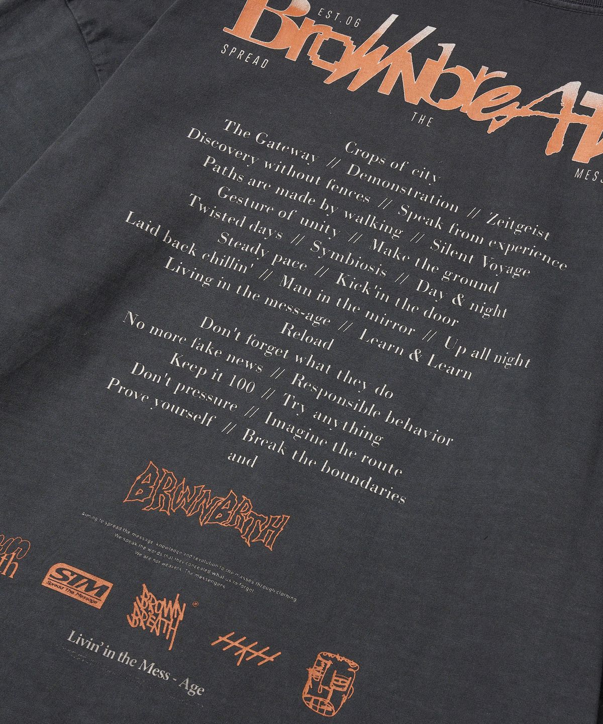 브라운브레스(BROWNBREATH) TRACE PIGMENT LAYERED TEE - CHARCOAL