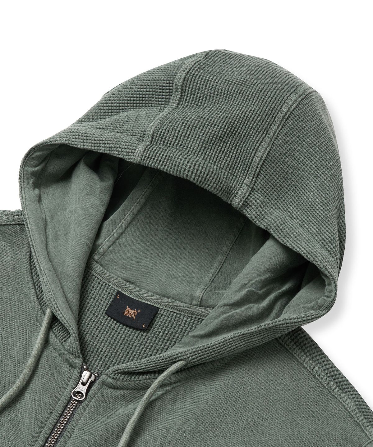 브라운브레스(BROWNBREATH) PIGMENT TAG HOOD VEST - KHAKI