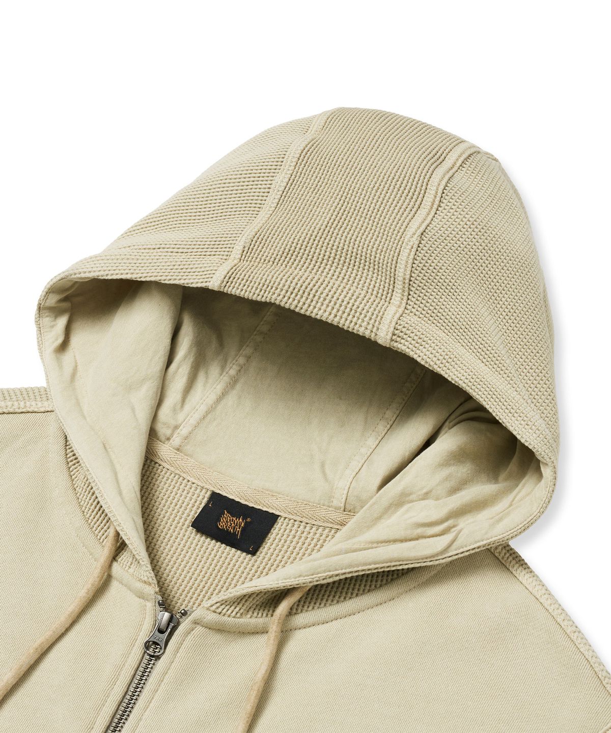 브라운브레스(BROWNBREATH) PIGMENT TAG HOOD VEST - BEIGE