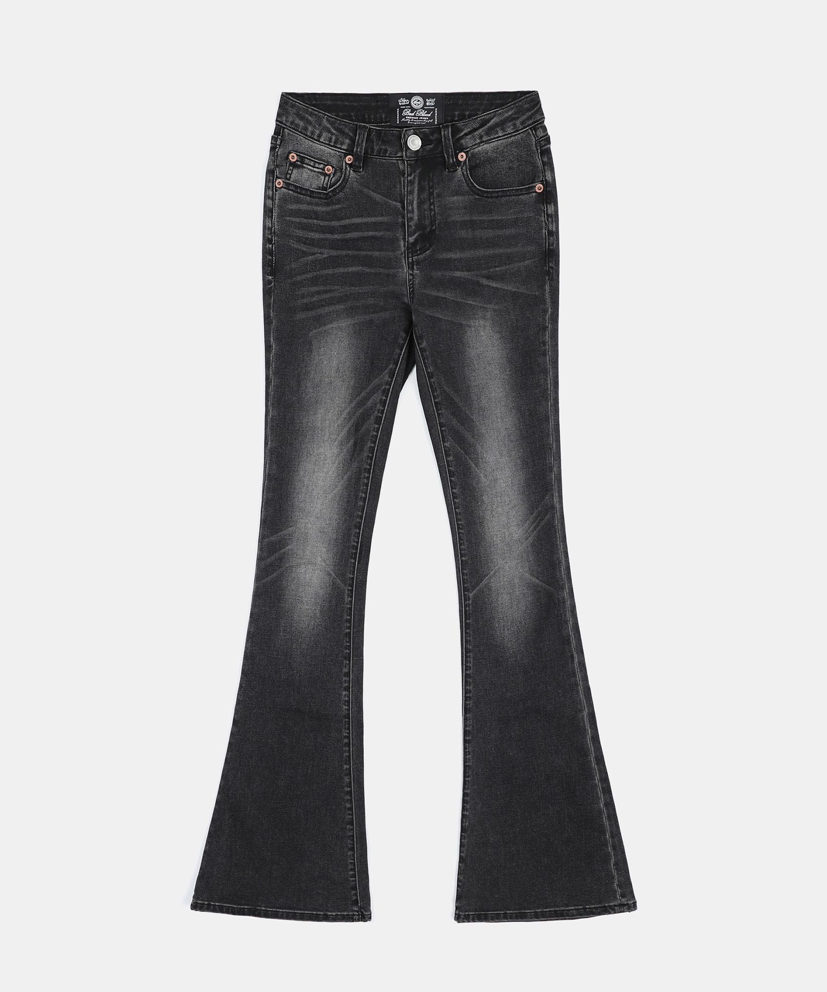 ★BADBLOOD★ Squad Low Rise Bootcut Pants Coated Black w-pts Angel Low Rise Boot | Super Black – Two Cumberland