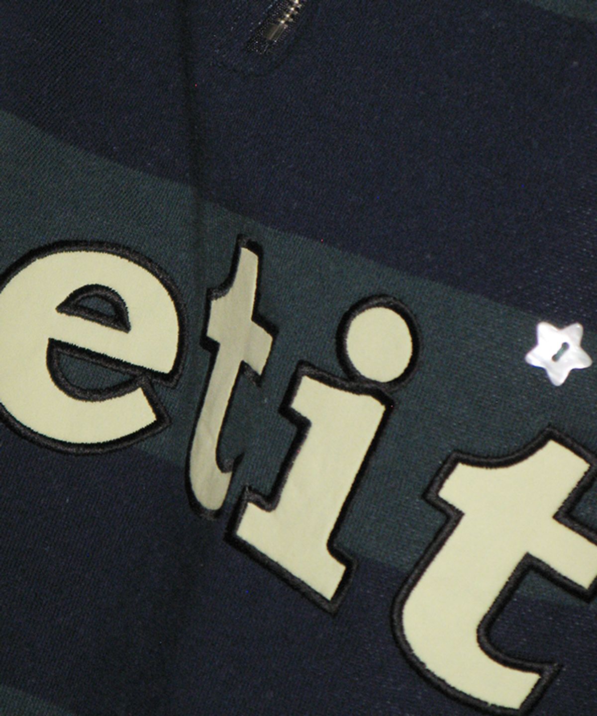 론론(RONRON) STAR BUTTON PETIT APPLIQUE HALF ZIP UP SWEATSHIRTS GREEN NAVY