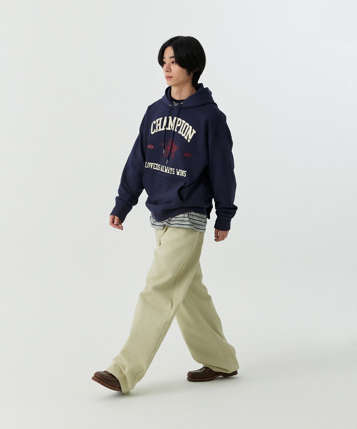 스탠즈(STENDS) [M~4XL] 챔피온 러버스 후드티_네이비