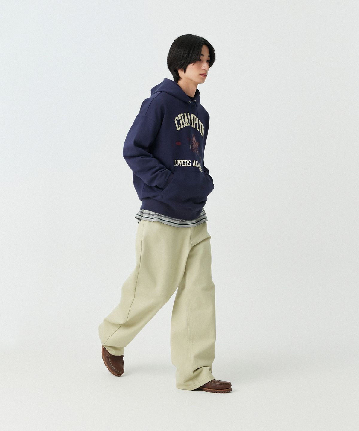 스탠즈(STENDS) [M~4XL] 챔피온 러버스 후드티_네이비