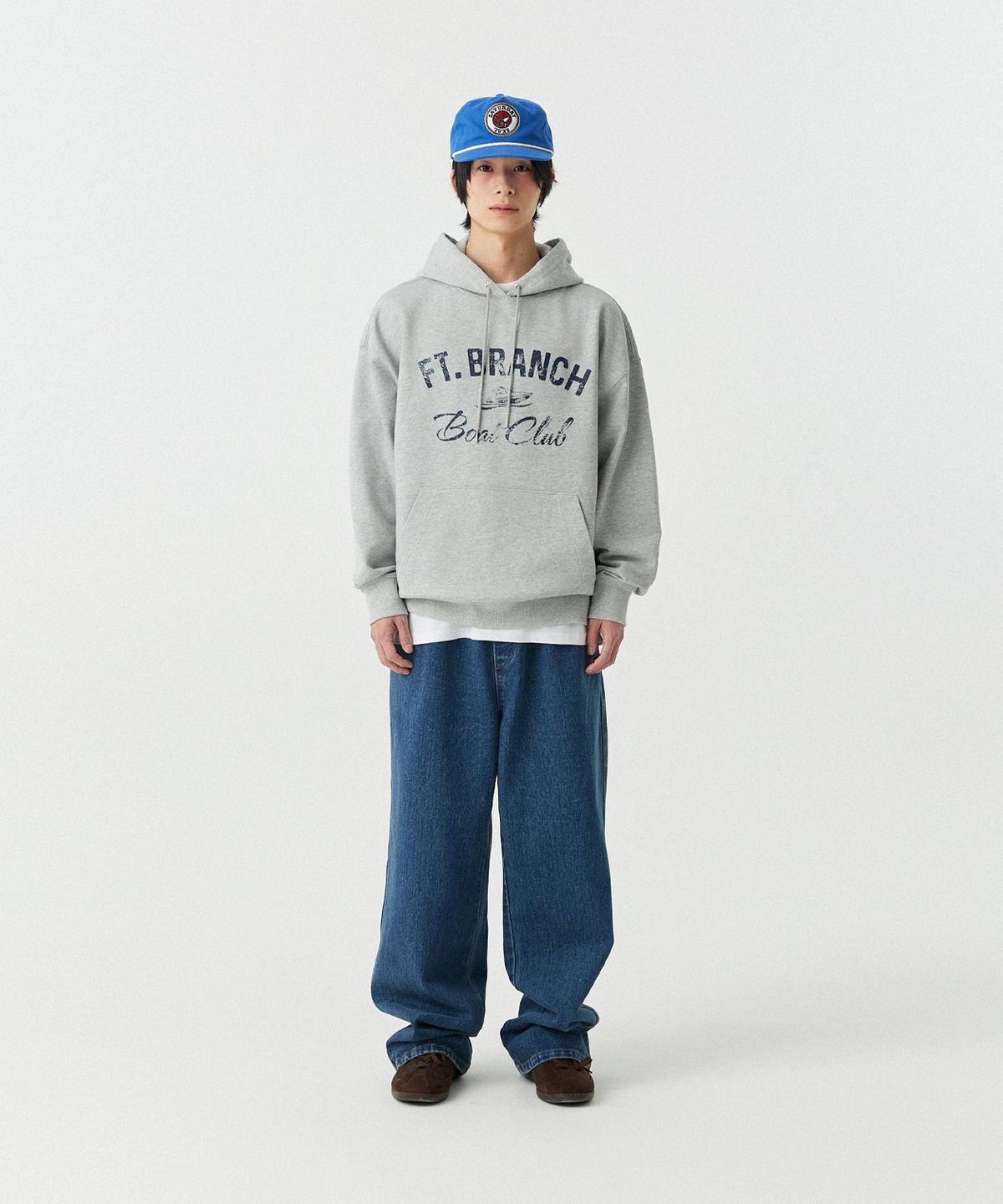 스탠즈(STENDS) [M~4XL] 보트 클럽 후드티_멜란지 그레이
