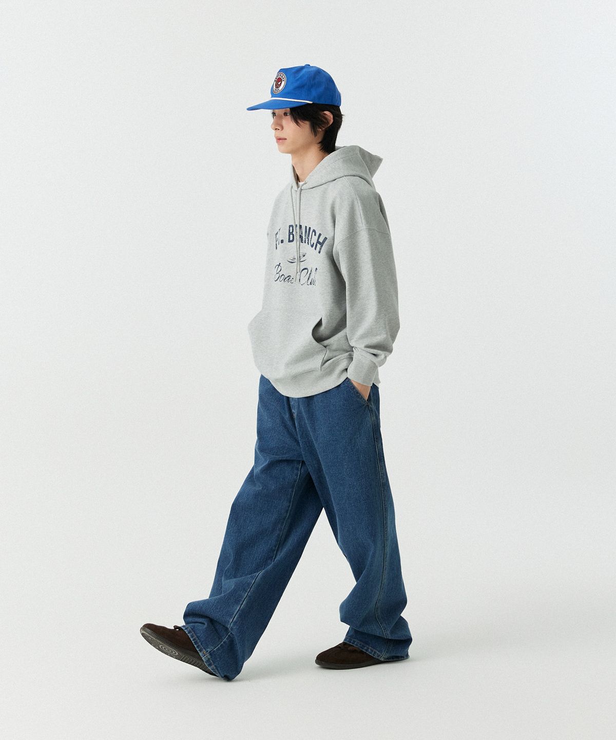 스탠즈(STENDS) [M~4XL] 보트 클럽 후드티_멜란지 그레이